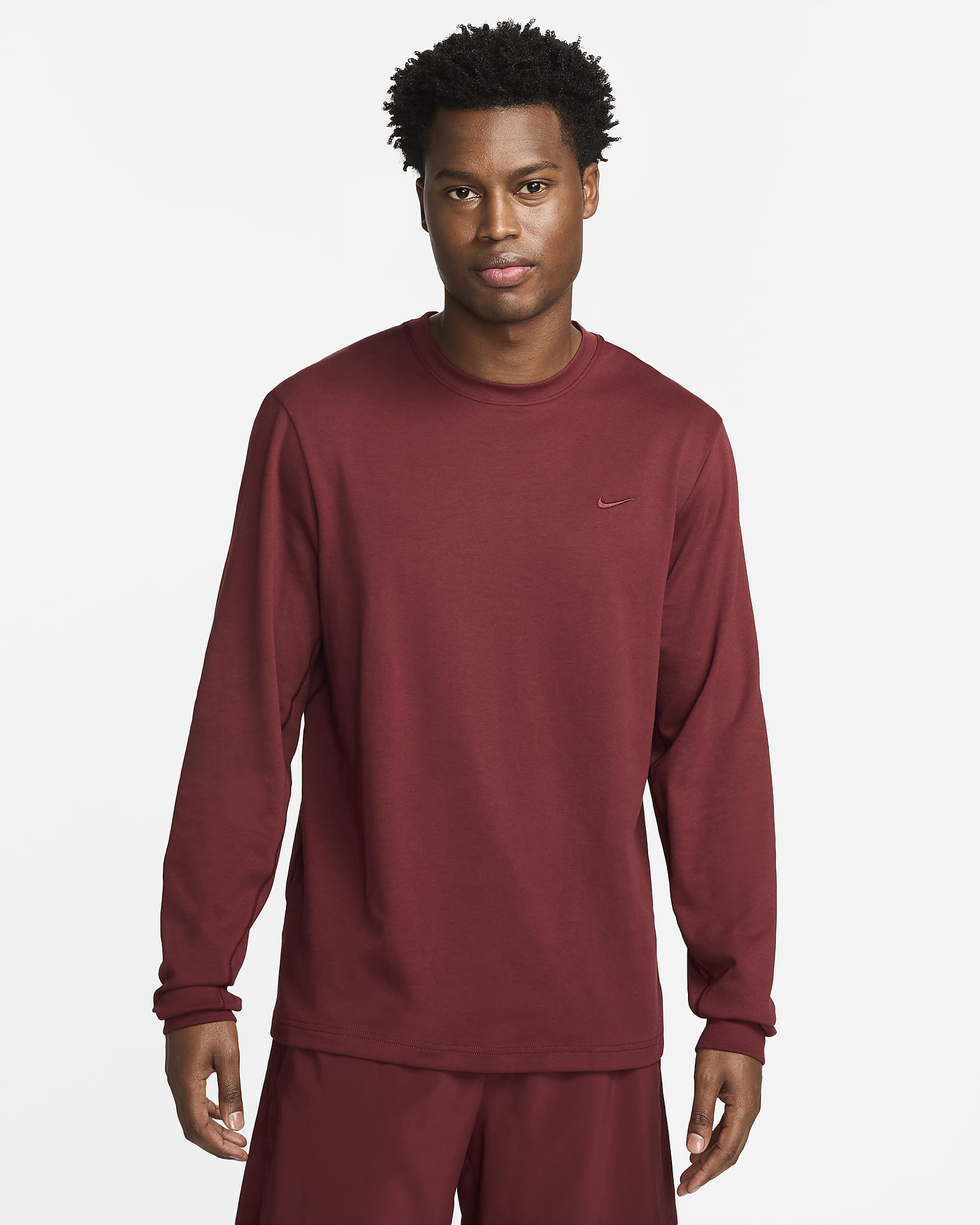 Nike Primary Men's Dri-FIT Long-Sleeve Versatile Top - Dark Team Red/Dark Team Red