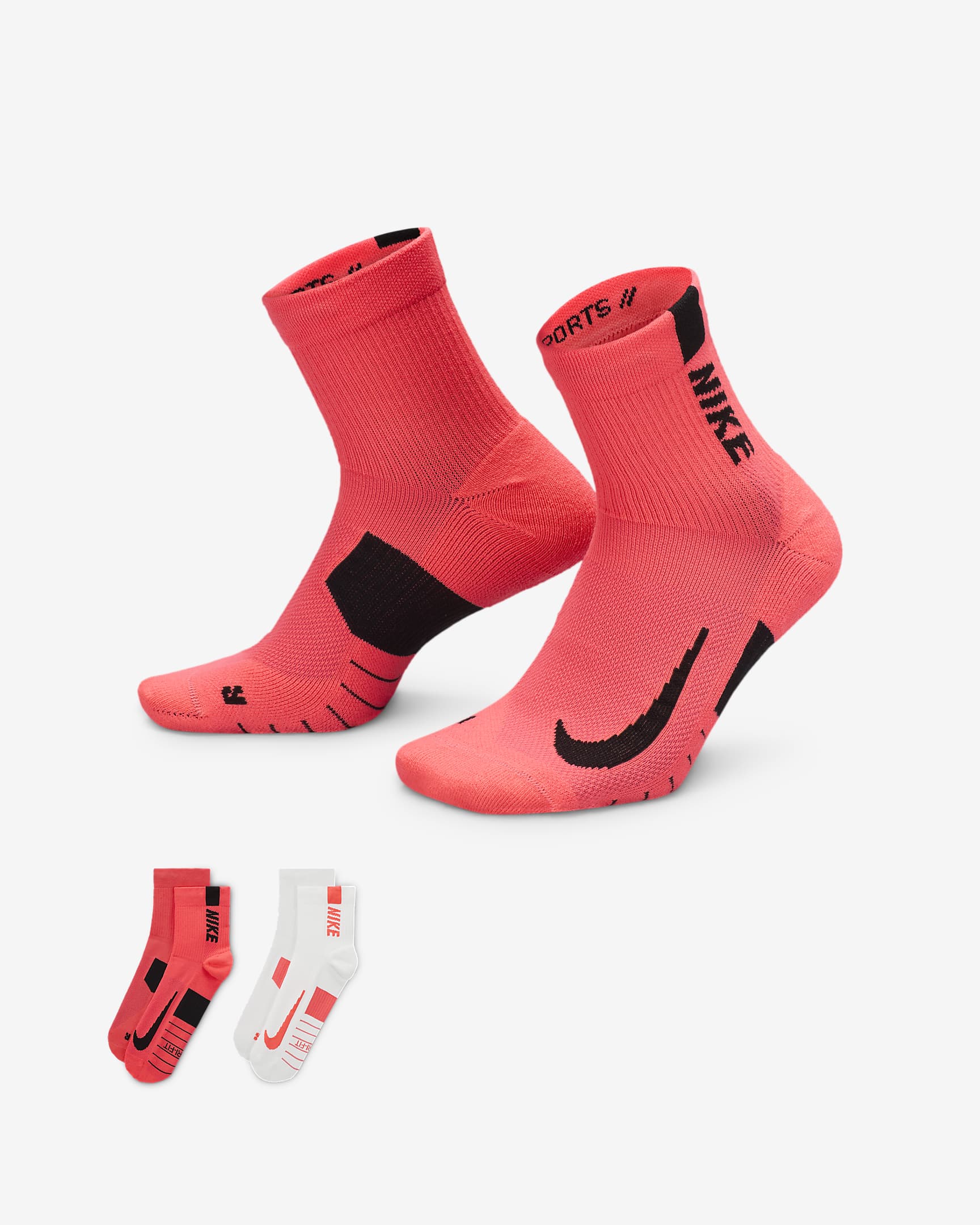 Chaussettes de chevilles de running mixtes Nike Multiplier (2 paires) - Multicolore