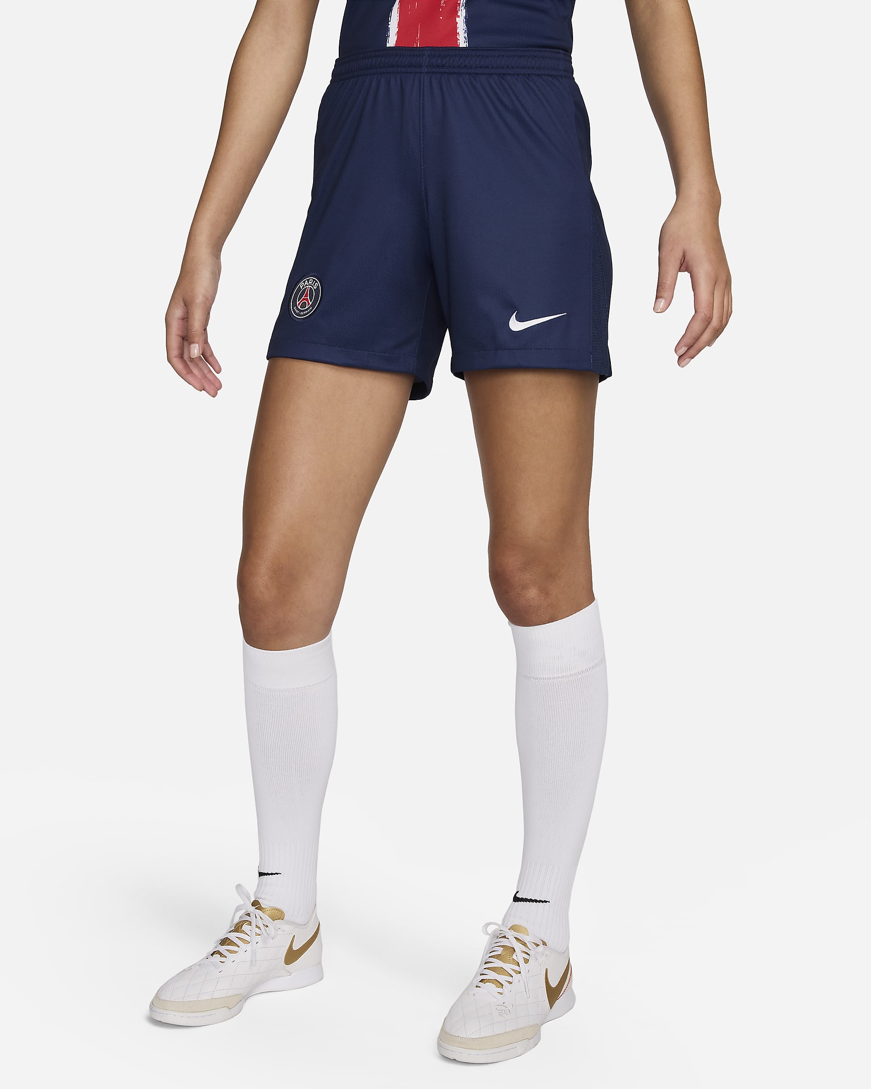 Paris Saint-Germain 2023/24 Stadyum İç Saha Nike Dri-FIT Kadın Futbol Taraftar Şortu - Midnight Navy/Beyaz