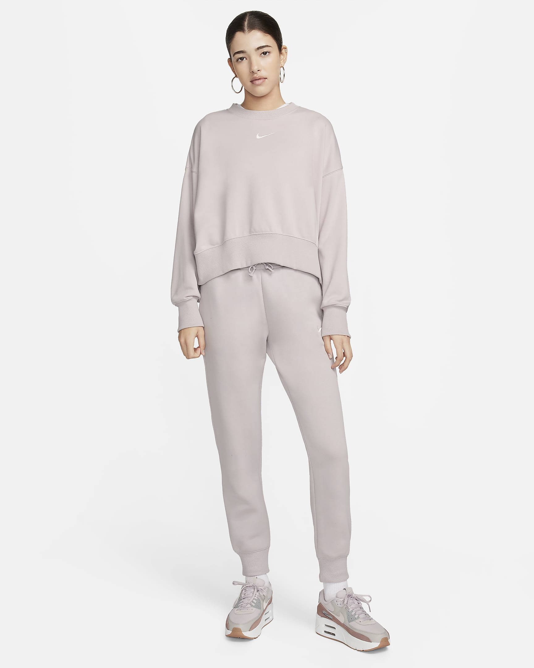 Pantalon de survêtement taille mi-haute Nike Sportswear Phoenix Fleece pour femme - Platinum Violet/Sail