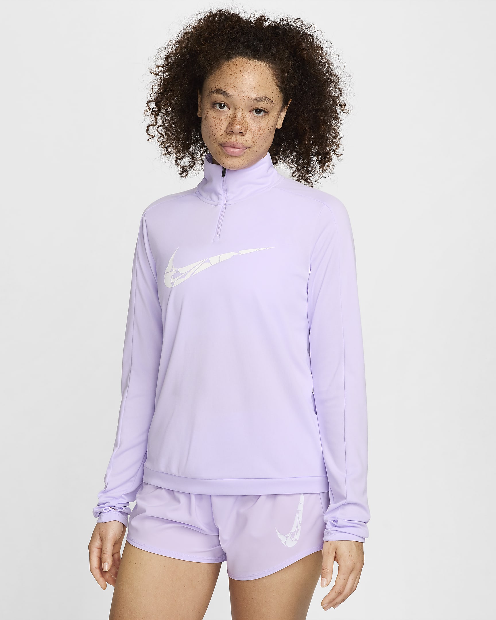 Nike Swoosh Women's Dri-FIT 1/4-Zip Mid Layer - Lilac Bloom/White