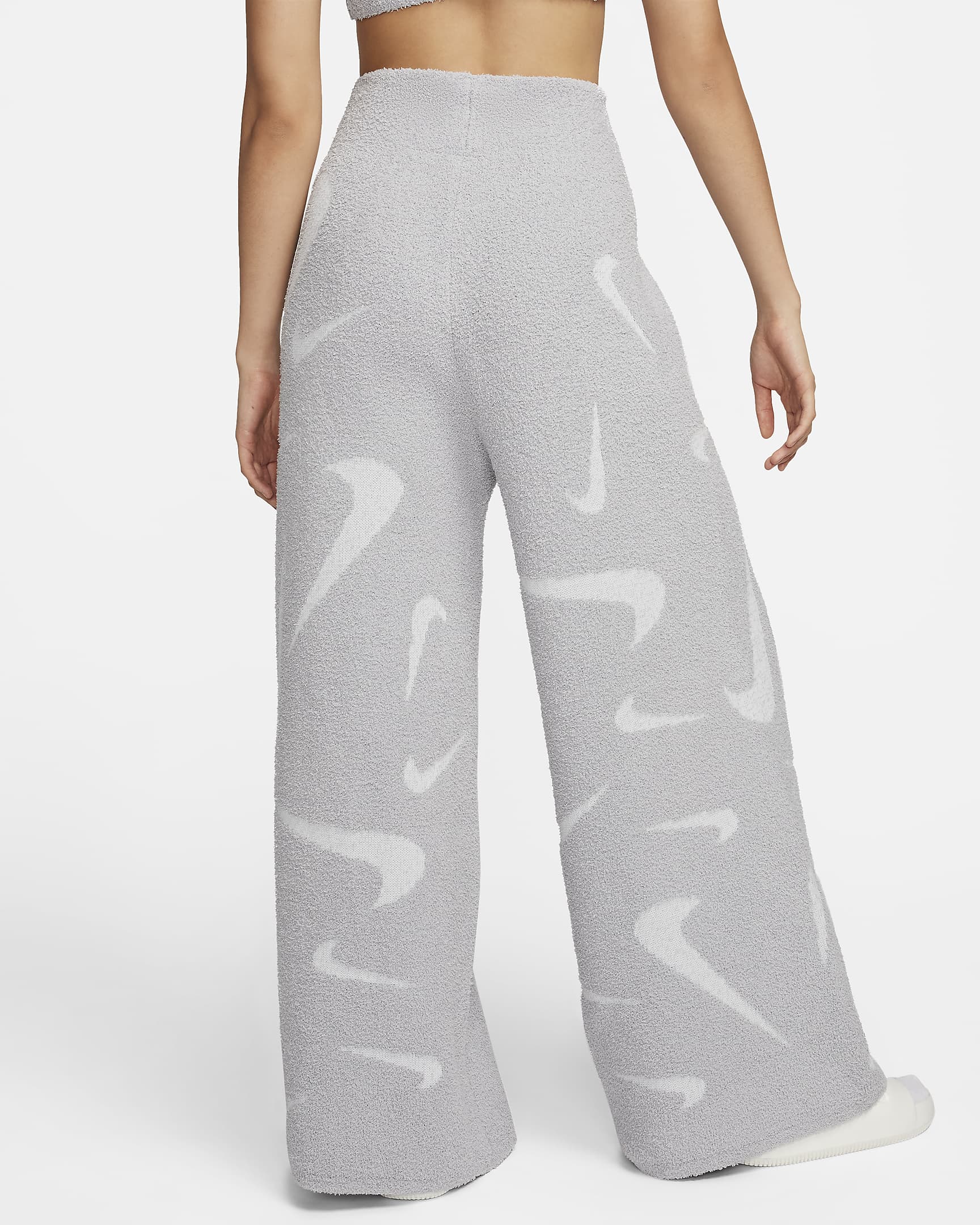 Nike Sportswear Phoenix Cosy Bouclé Women's High-Waisted Wide-Leg Knit Trousers - Light Smoke Grey/Photon Dust