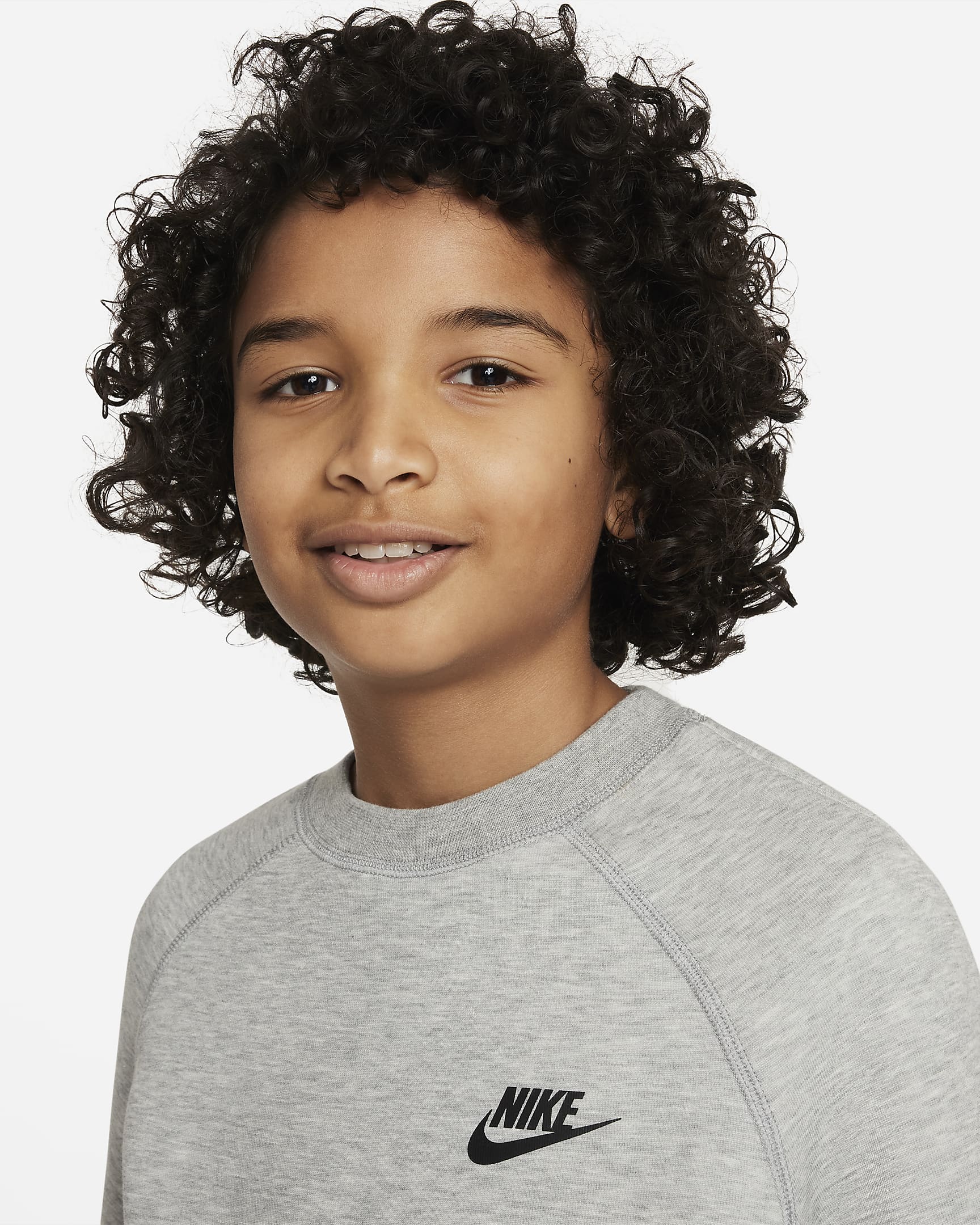 Nike Sportswear Tech Fleece Older Kids' (Boys') Sweatshirt - Dark Grey Heather/Black/Black