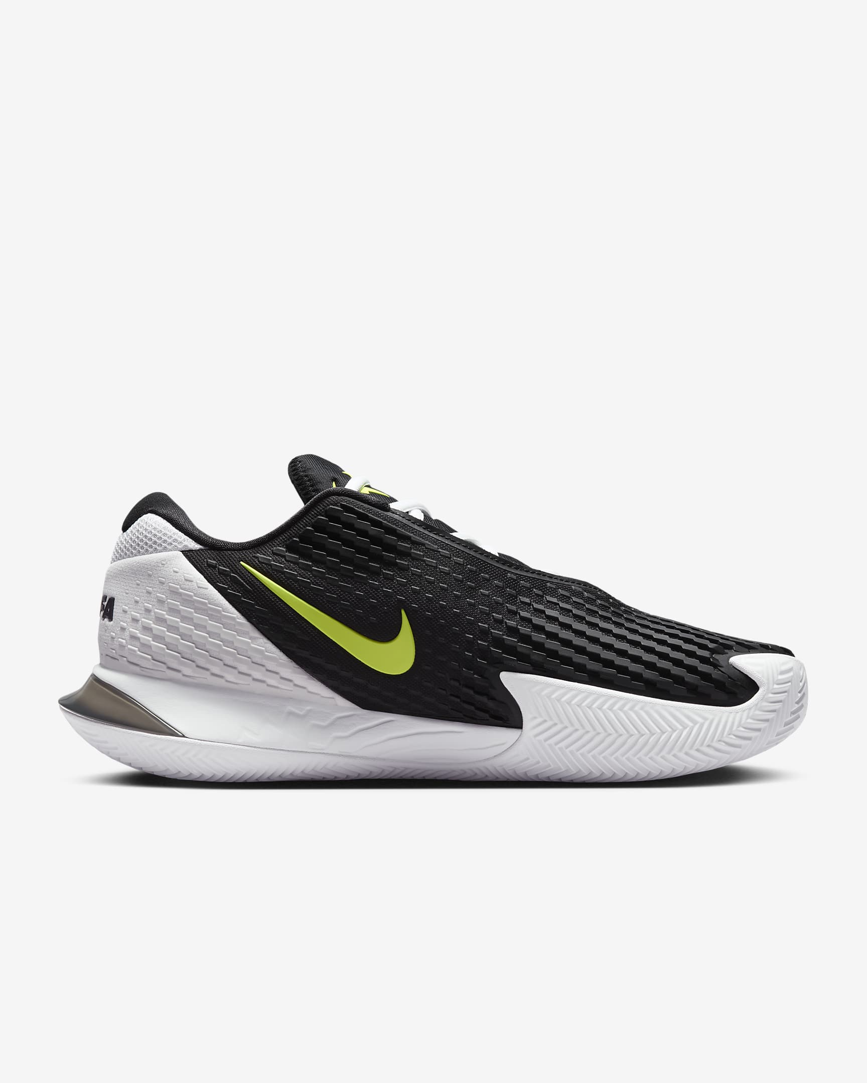 NikeCourt Vapor Cage 4 Rafa-tennissko til grusbane til mænd - sort/hvid/Volt/Metallic Silver