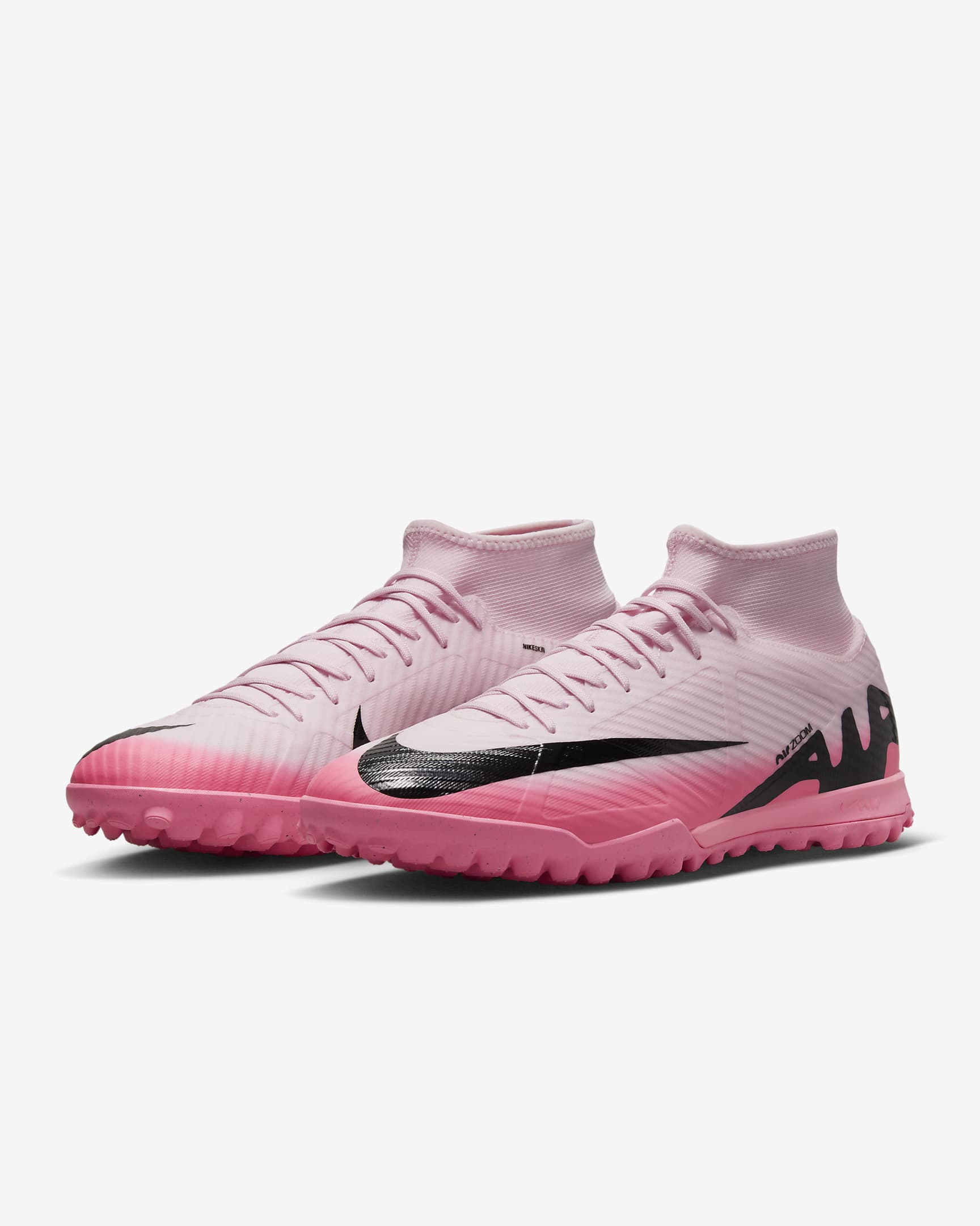 Tacos de fútbol TF de corte high Nike Mercurial Superfly 9 Academy - Espuma rosa/Negro