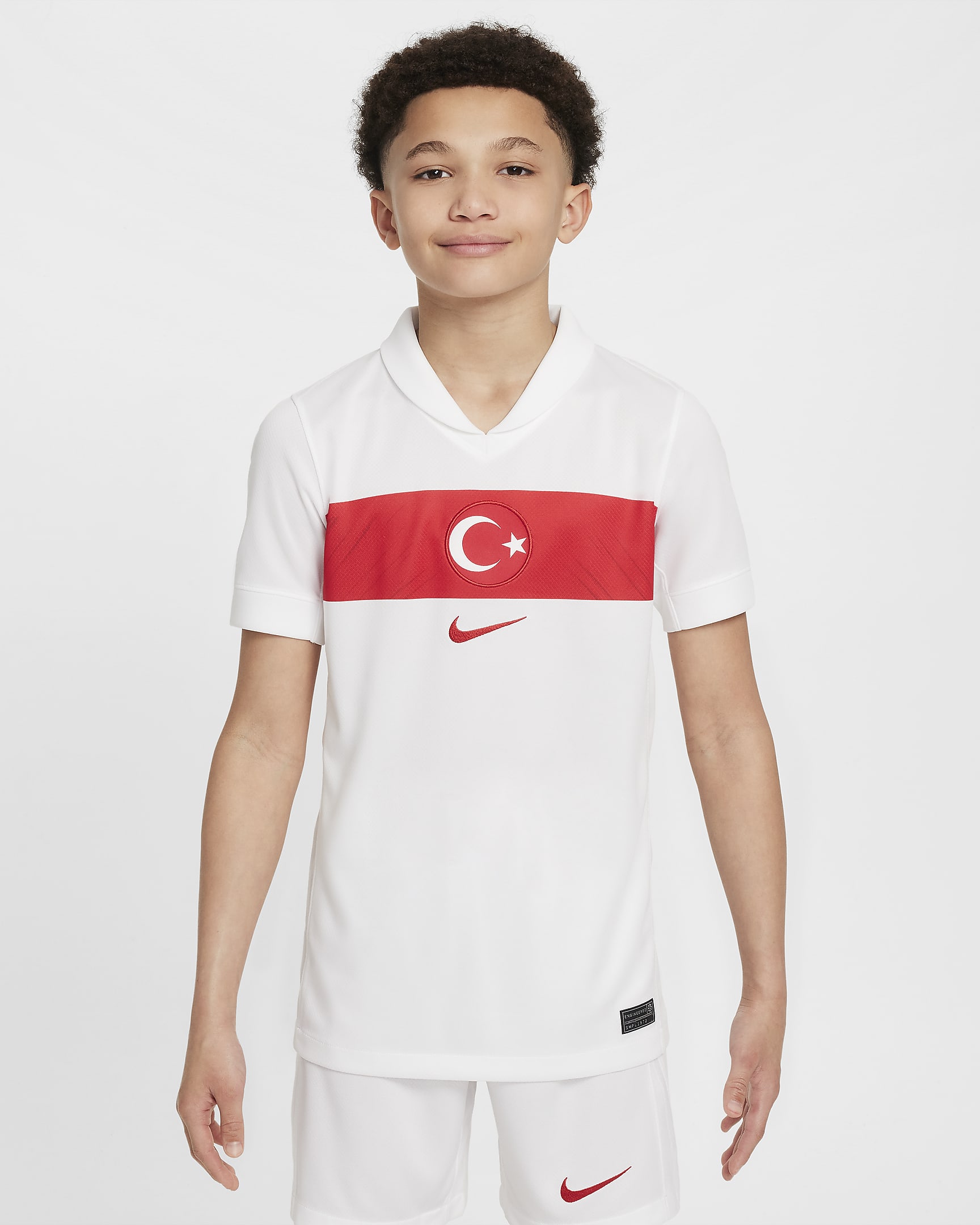 Türkiye 2024/25 Stadium Home Older Kids' Nike Dri-FIT Football Replica Shirt - White/Sport Red/Sport Red