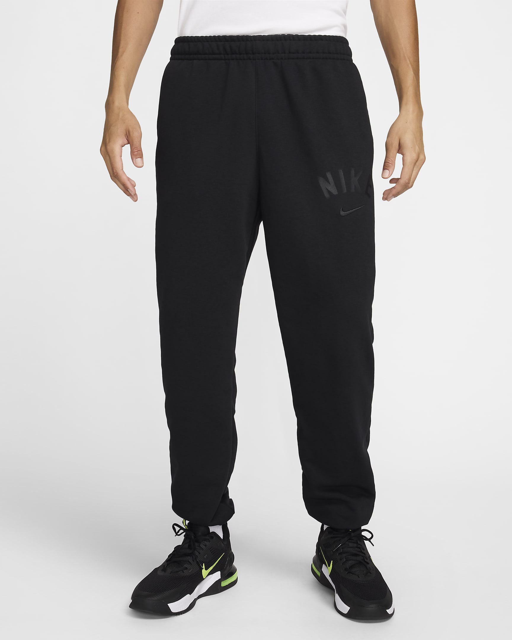 Nike Swoosh Men's Dri-FIT Fleece Fitness Joggers - Black/Black