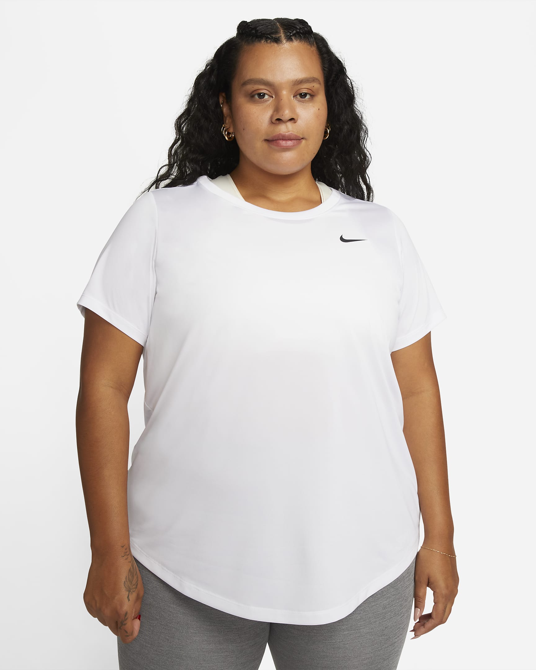 Playera para mujer (talla grande) Nike Dri-FIT - Blanco/Negro