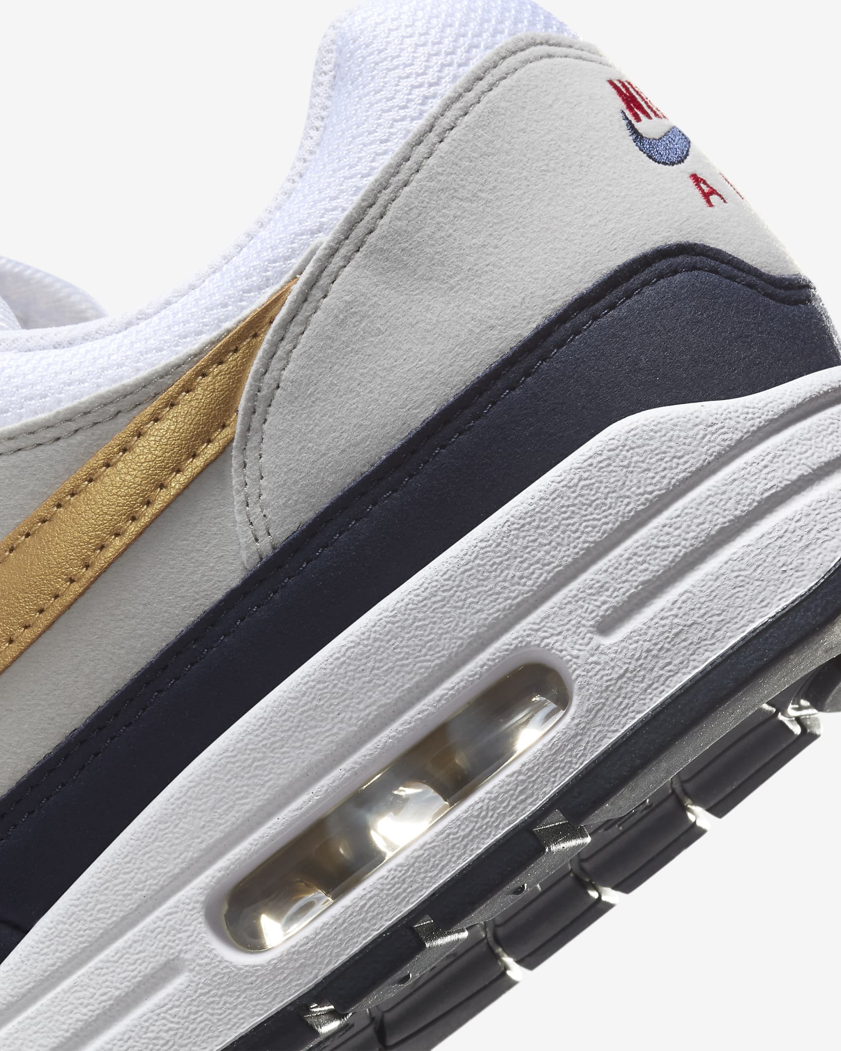 Tenis para hombre Nike Air Max 1 - Obsidiana/Blanco/Gris humo claro/Oro metalizado