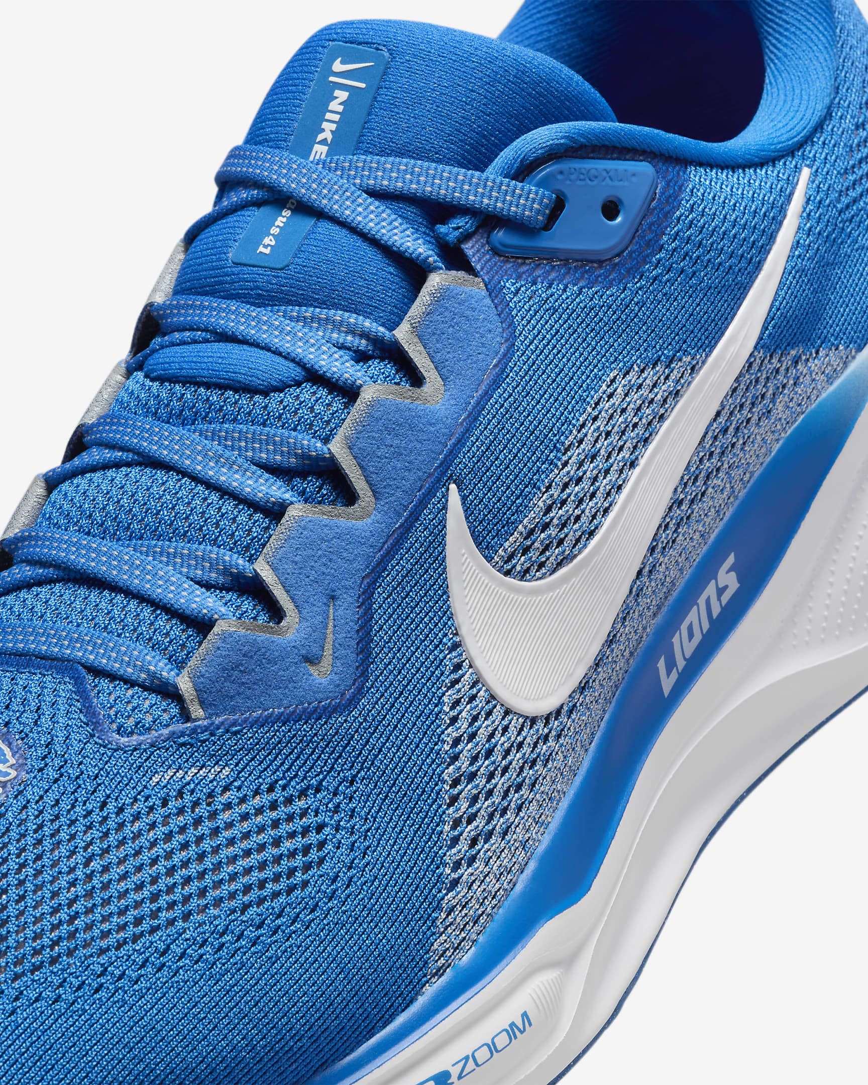 Tenis de correr en pavimento para hombre Nike Pegasus 41 NFL Detroit Lions - Azul competición/Blanco/Gris lobo/Blanco