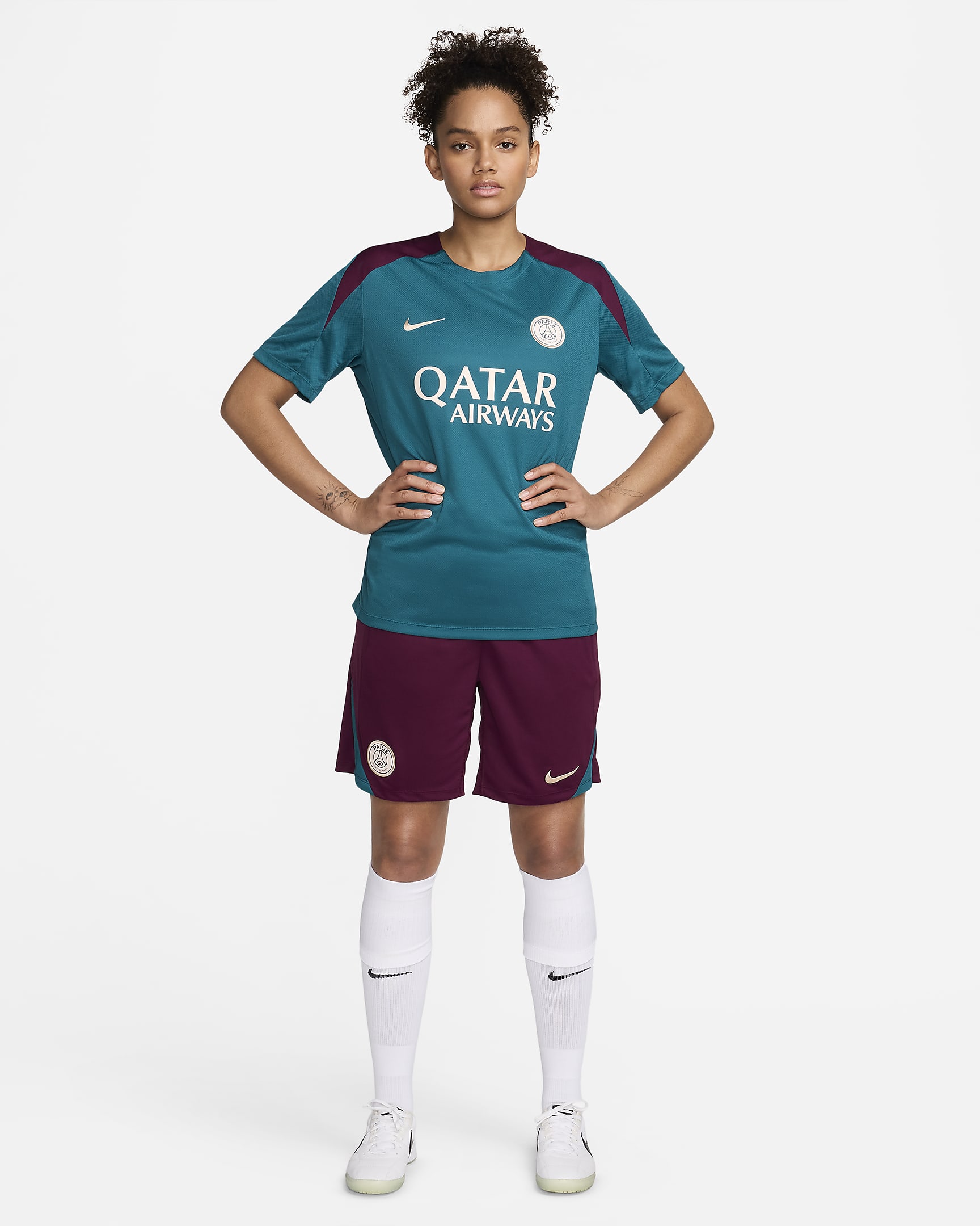 Męskie dzianinowe spodenki piłkarskie Jordan Dri-FIT Paris Saint-Germain Strike - Bordeaux/Geode Teal/Guava Ice