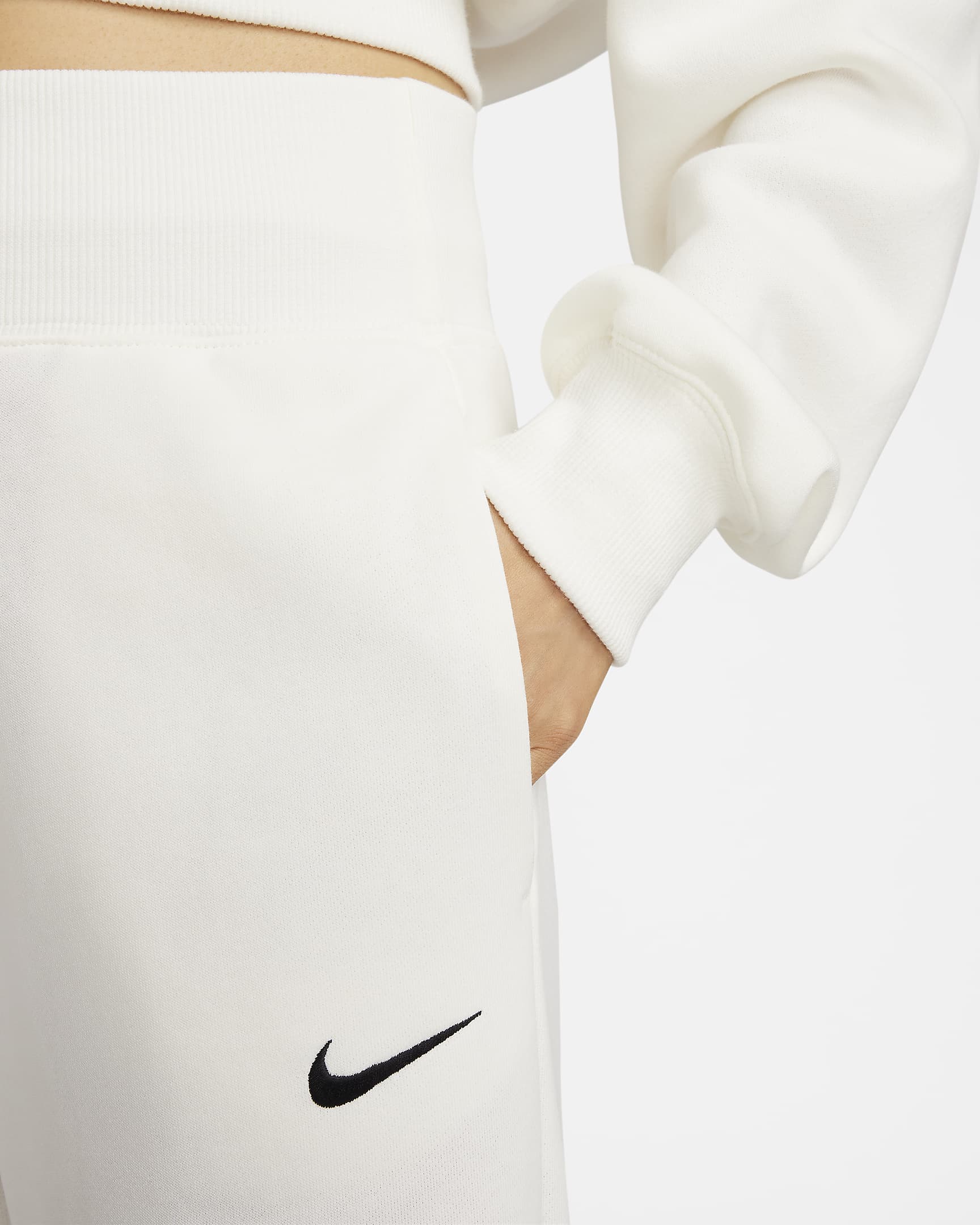 Nike Sportswear Phoenix Fleece Womens High Waisted Wide Leg French Terry Tracksuit Bottoms Nike Ph 1301