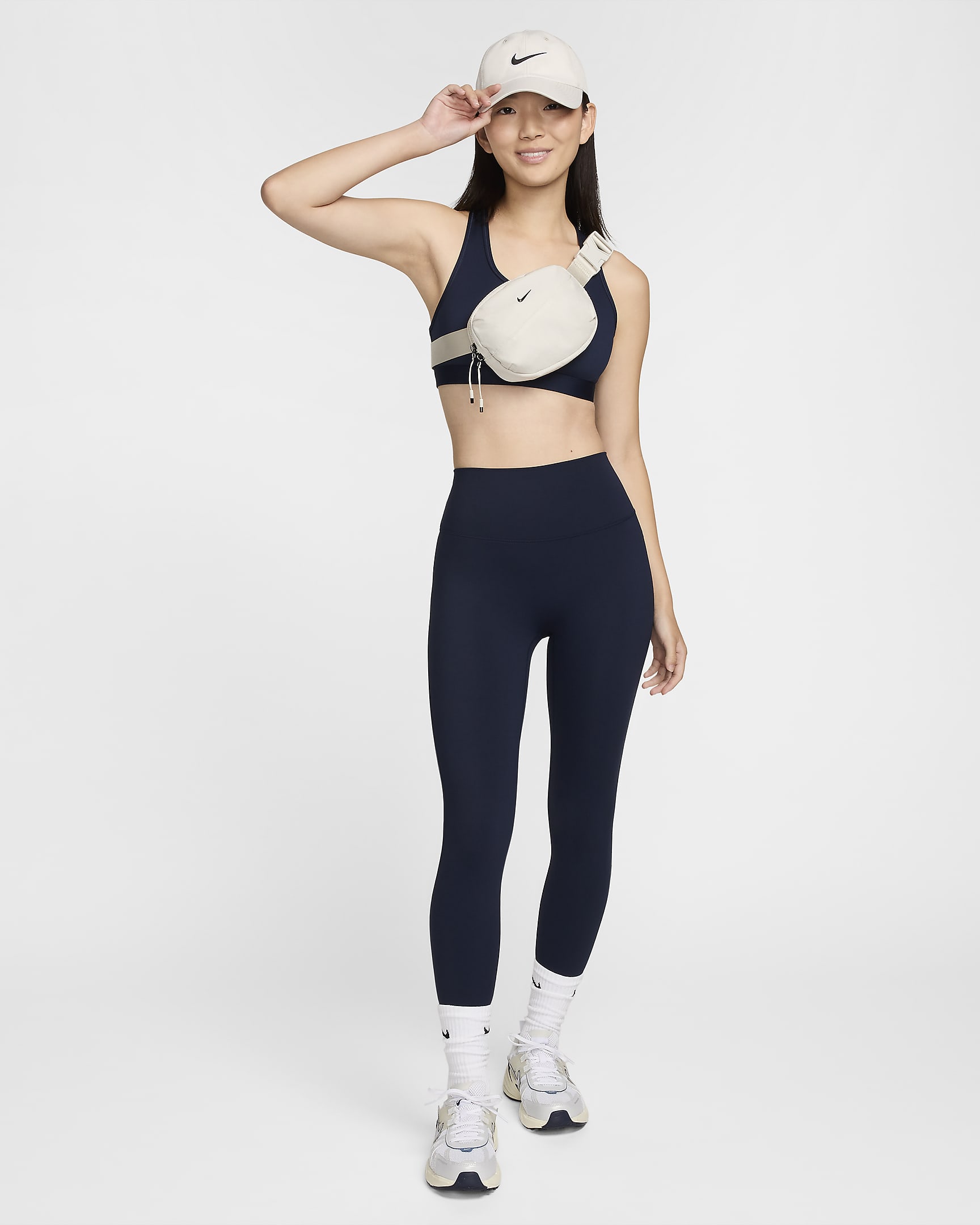 เลกกิ้งขายาวเอวสูงผู้หญิง Nike One Seamless Front - Obsidian/ดำ