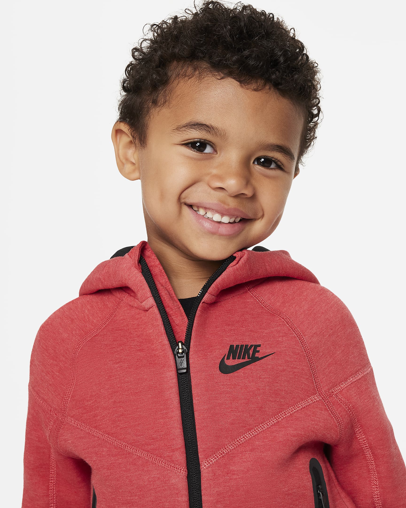 Ensemble deux pièces avec sweat à capuche Nike Sportswear Tech Fleece Full-Zip Set pour tout-petit - Red Heather