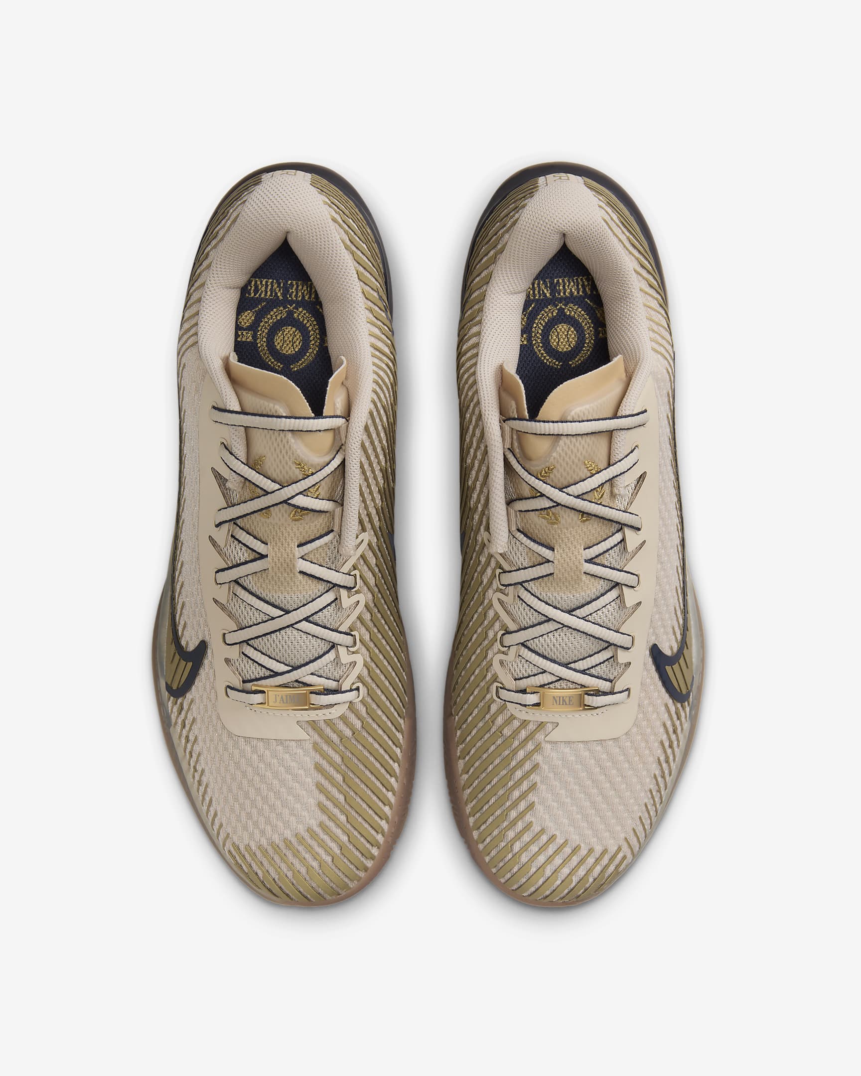 NikeCourt Air Zoom Vapor 11 Premium Men's Clay Court Tennis Shoes - Sand Drift/Thunder Blue/Gum Medium Brown/Metallic Gold