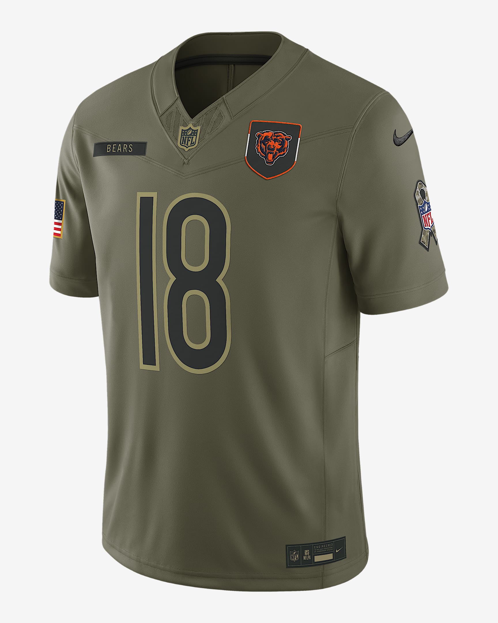 Caleb Williams Chicago Bears Salute to Service Men's Nike Dri-FIT NFL Limited Jersey - Medium Olive