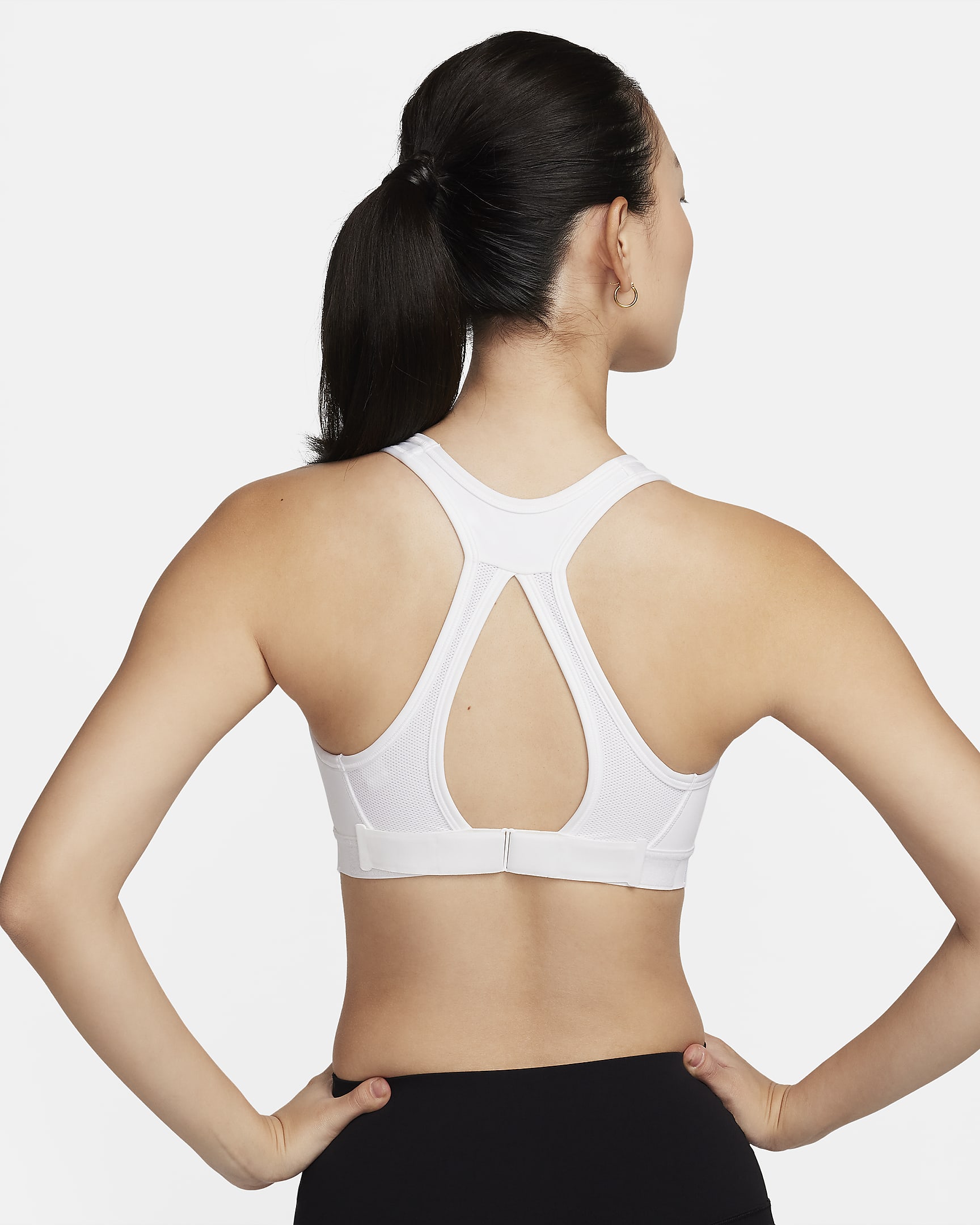 Nike Swoosh High Support Women's Padded Adjustable Sports Bra - White/White/Black