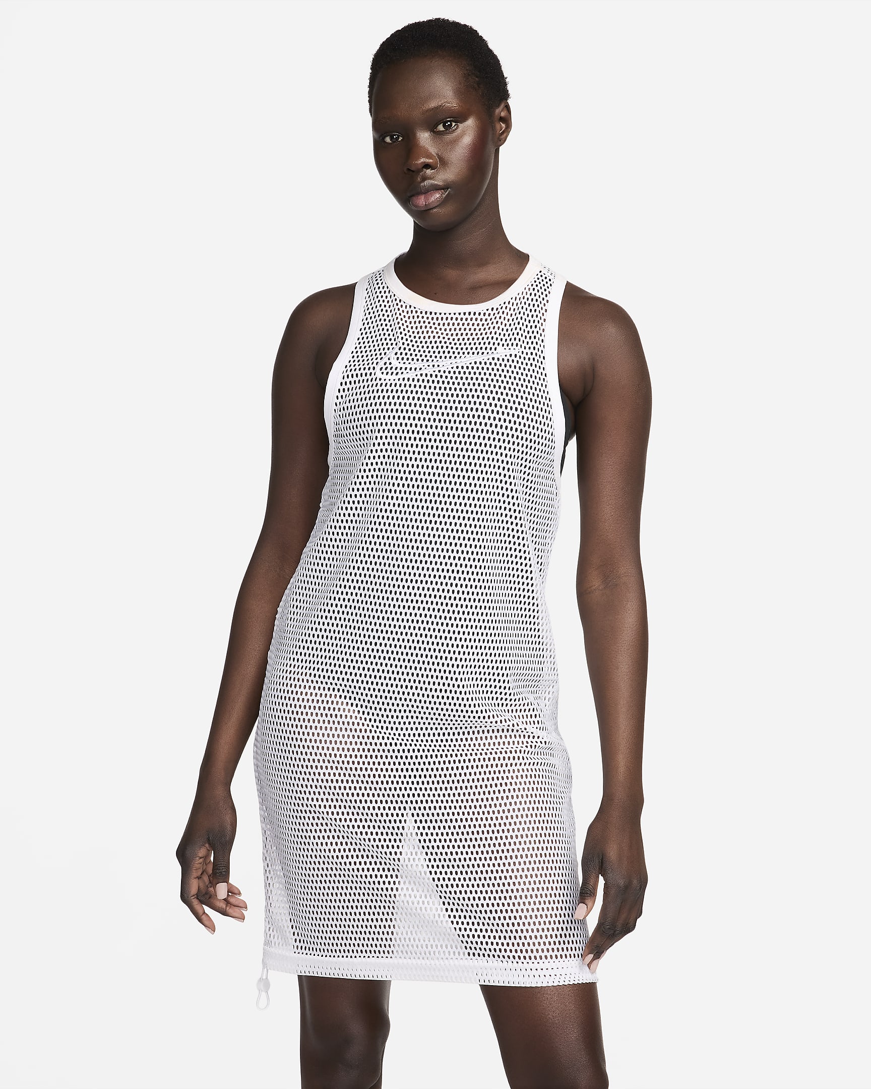 Vestido tipo salida de baño de malla para mujer Nike Swim - Blanco