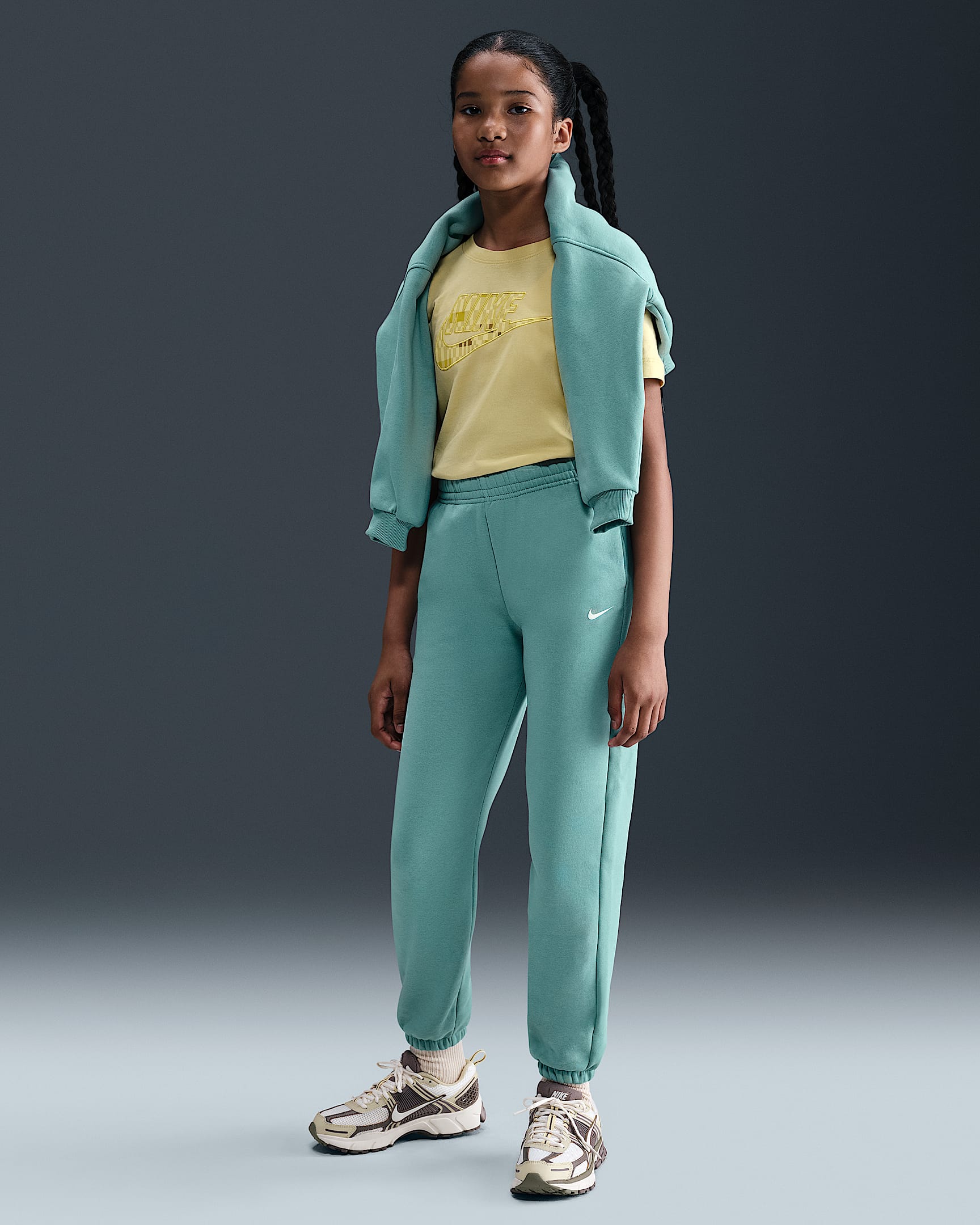 Nike Sportswear Older Kids' (Girls') Oversized Fleece Trousers - Cannon/Soft Pearl