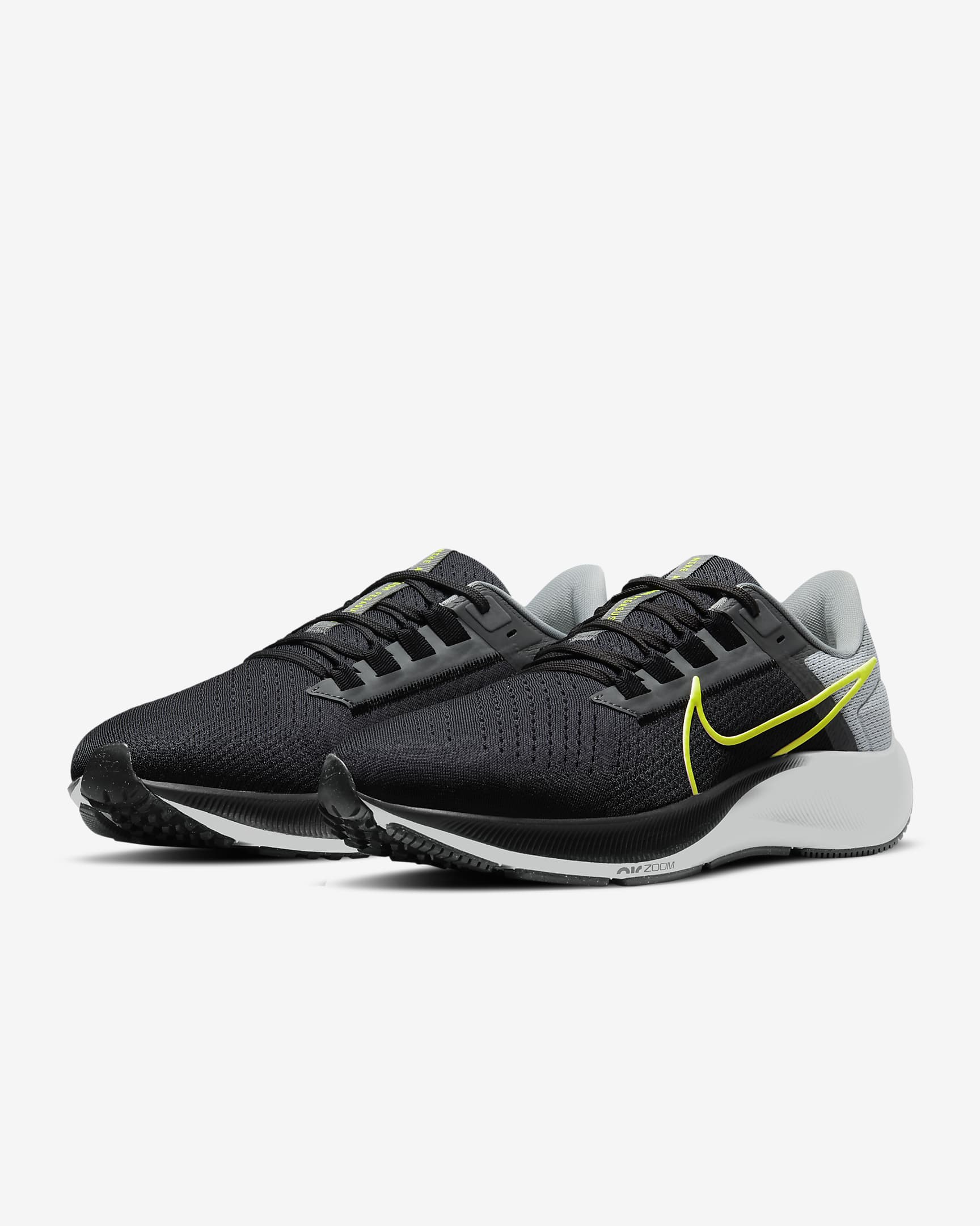 Nike Pegasus 38 Men's Road Running Shoes - Dark Smoke Grey/Smoke Grey/Light Smoke Grey/Volt