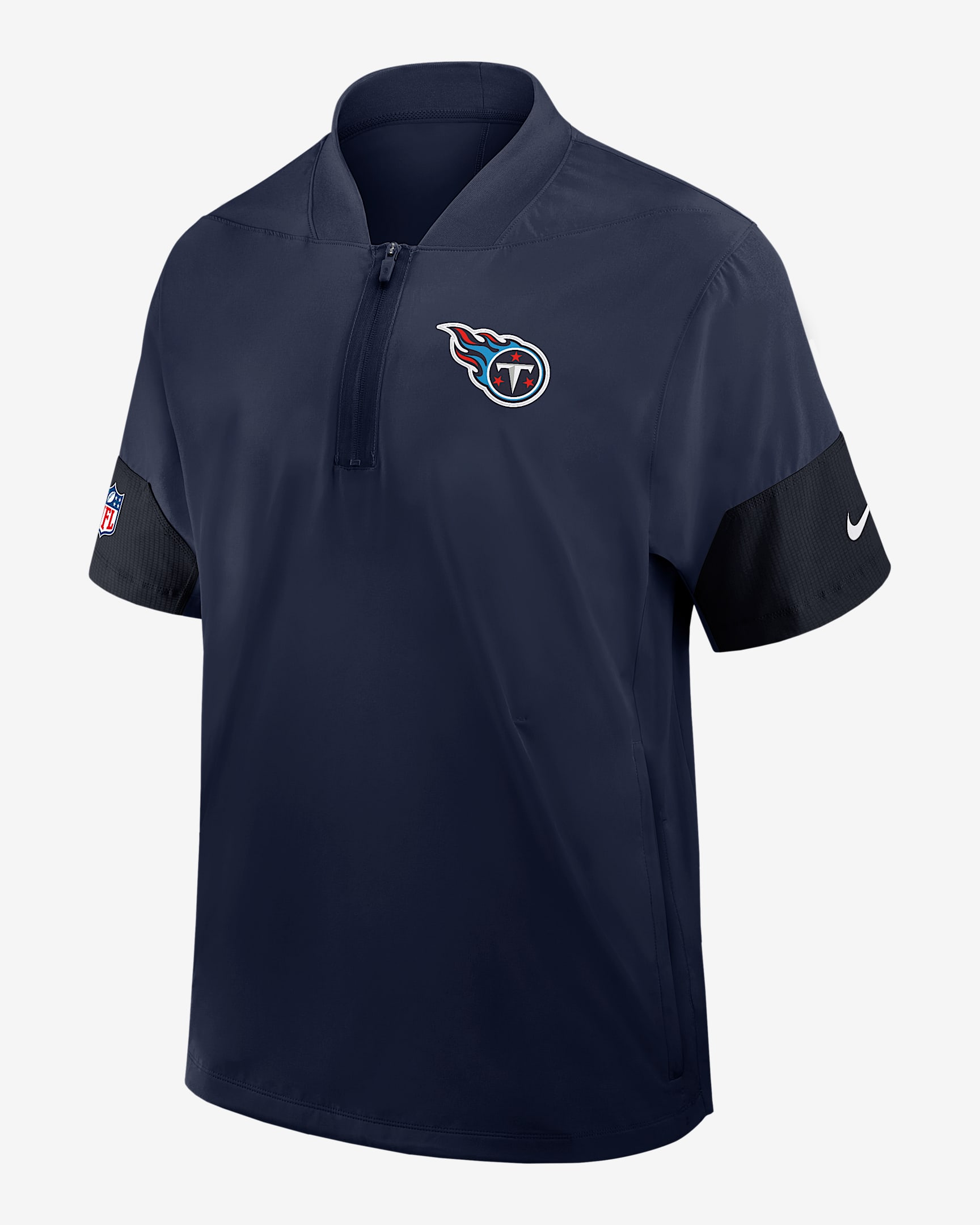 Tennessee Titans Sideline Coach Men's Nike NFL 1/2-Zip Short-Sleeve Hooded Jacket - Navy