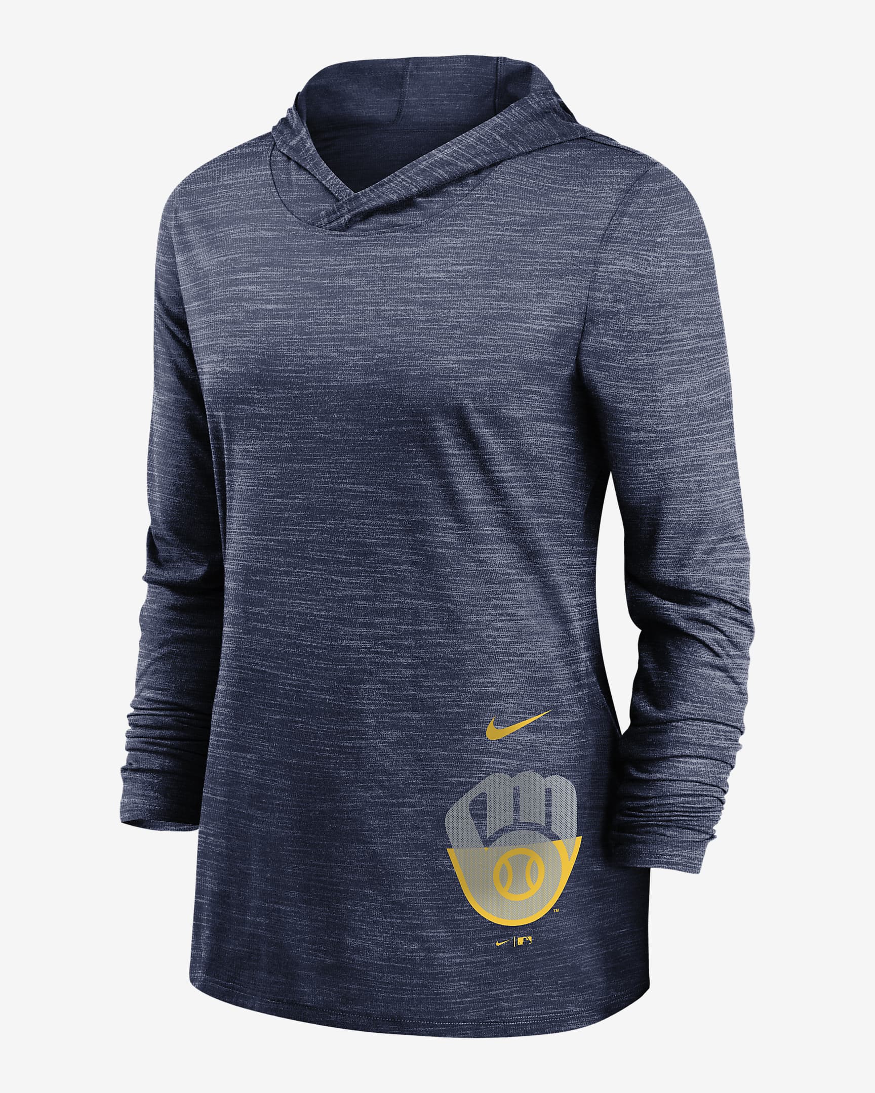 Nike Dri-FIT Split Legend (MLB Milwaukee Brewers) Women's Long-Sleeve Hooded Training Top - Midnight Navy