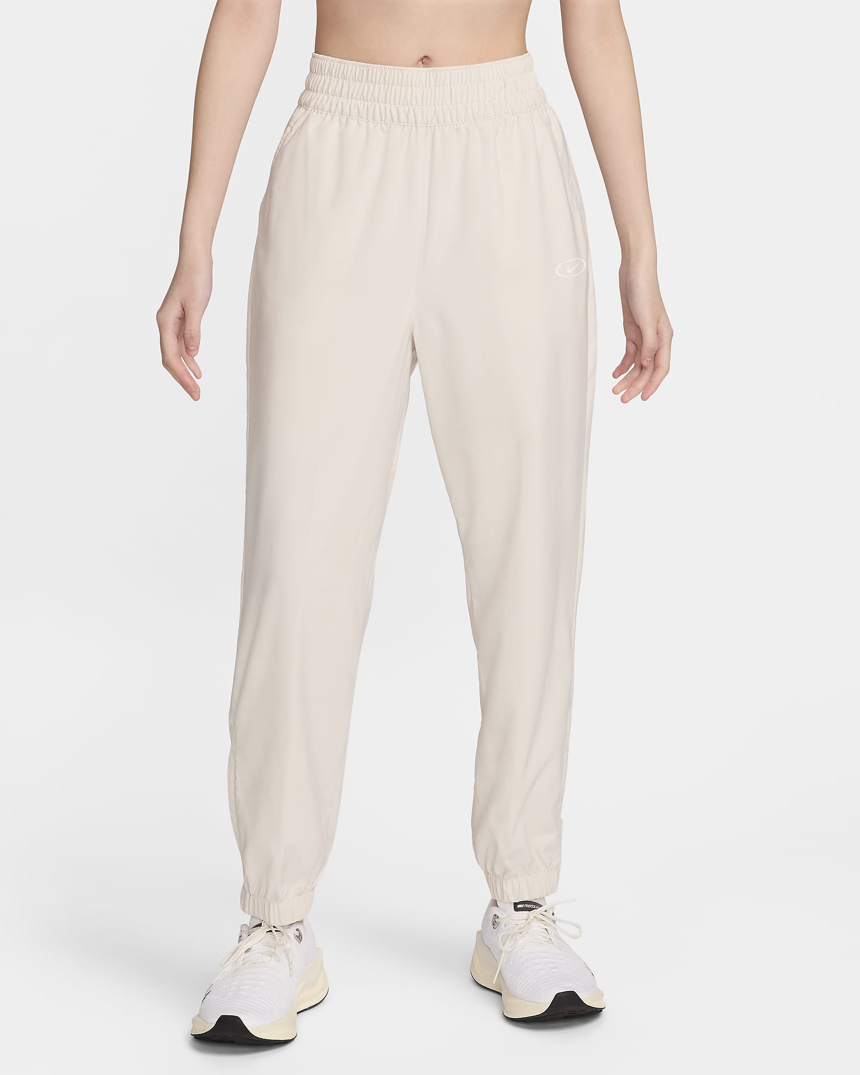 Nike Dri-FIT Seasonal Novelty Women's Dri-FIT Mid-Rise Running Trousers - Light Orewood Brown/White