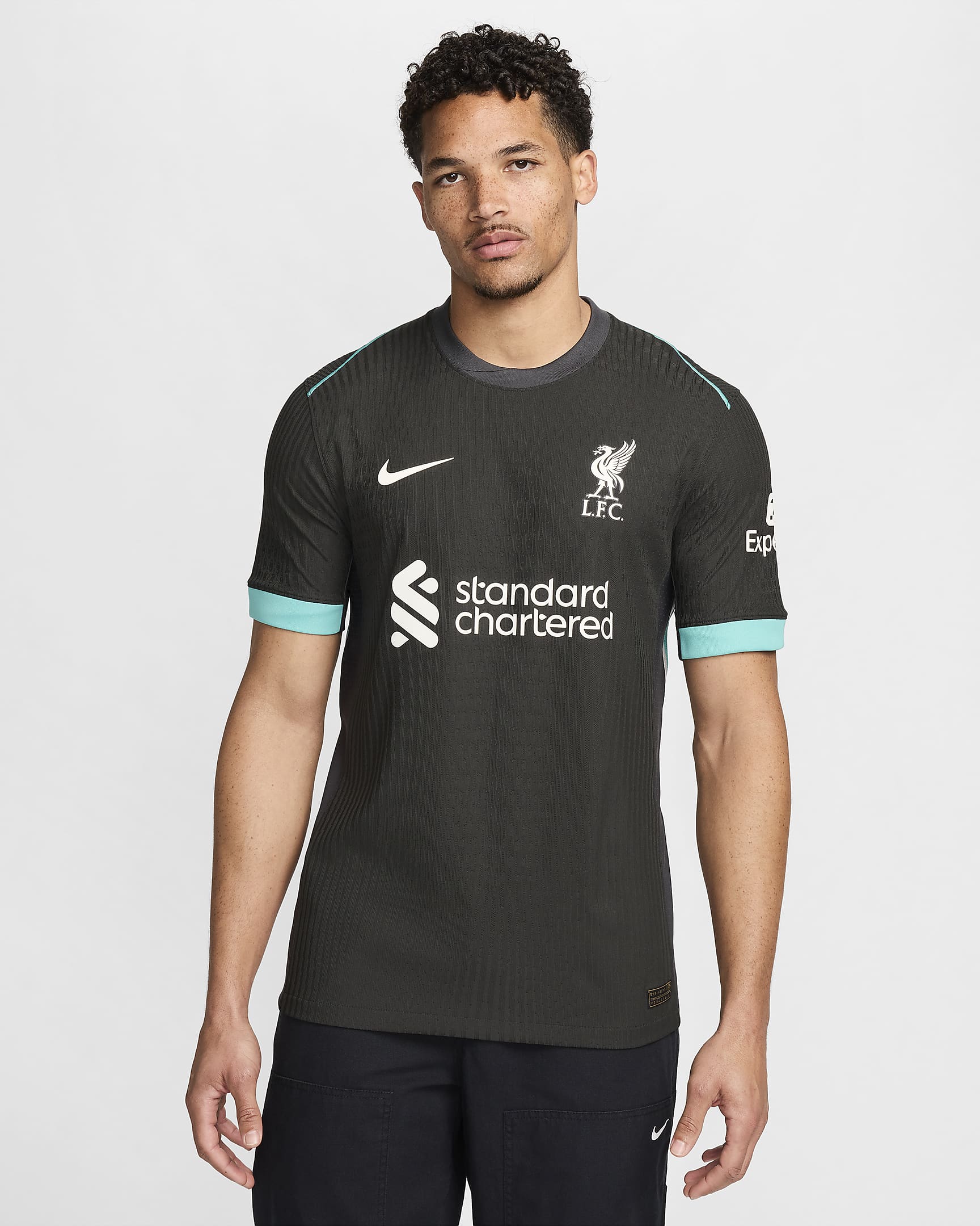 Liverpool FC 2024/25 Match idegenbeli Nike Dri-FIT ADV eredeti férfi futballmez - Fekete/Anthracite/Washed Teal/Sail