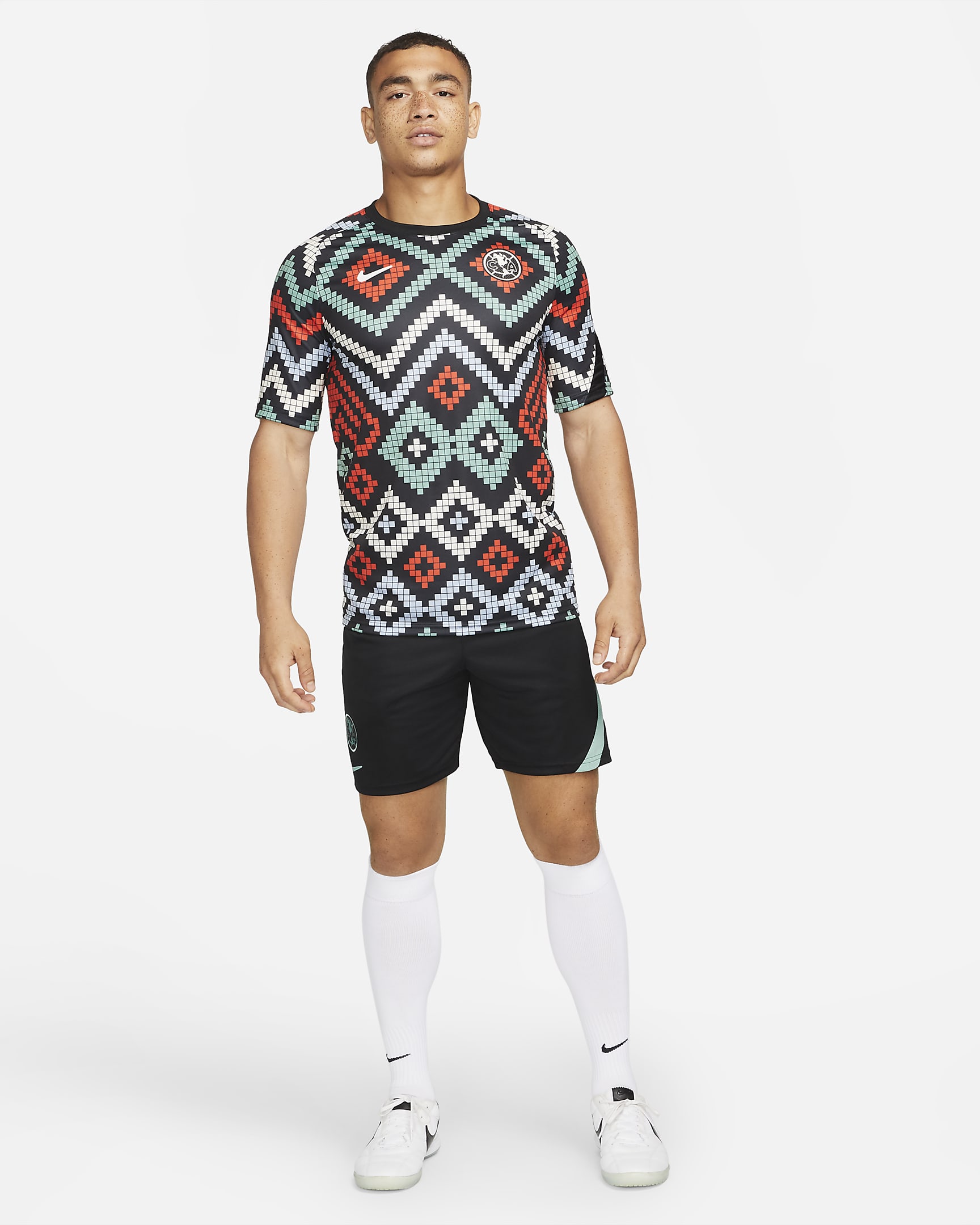 Club América Nike Dri-FIT Pre-Match-Fußballoberteil für Herren - Weiß/Schwarz/Pale Ivory