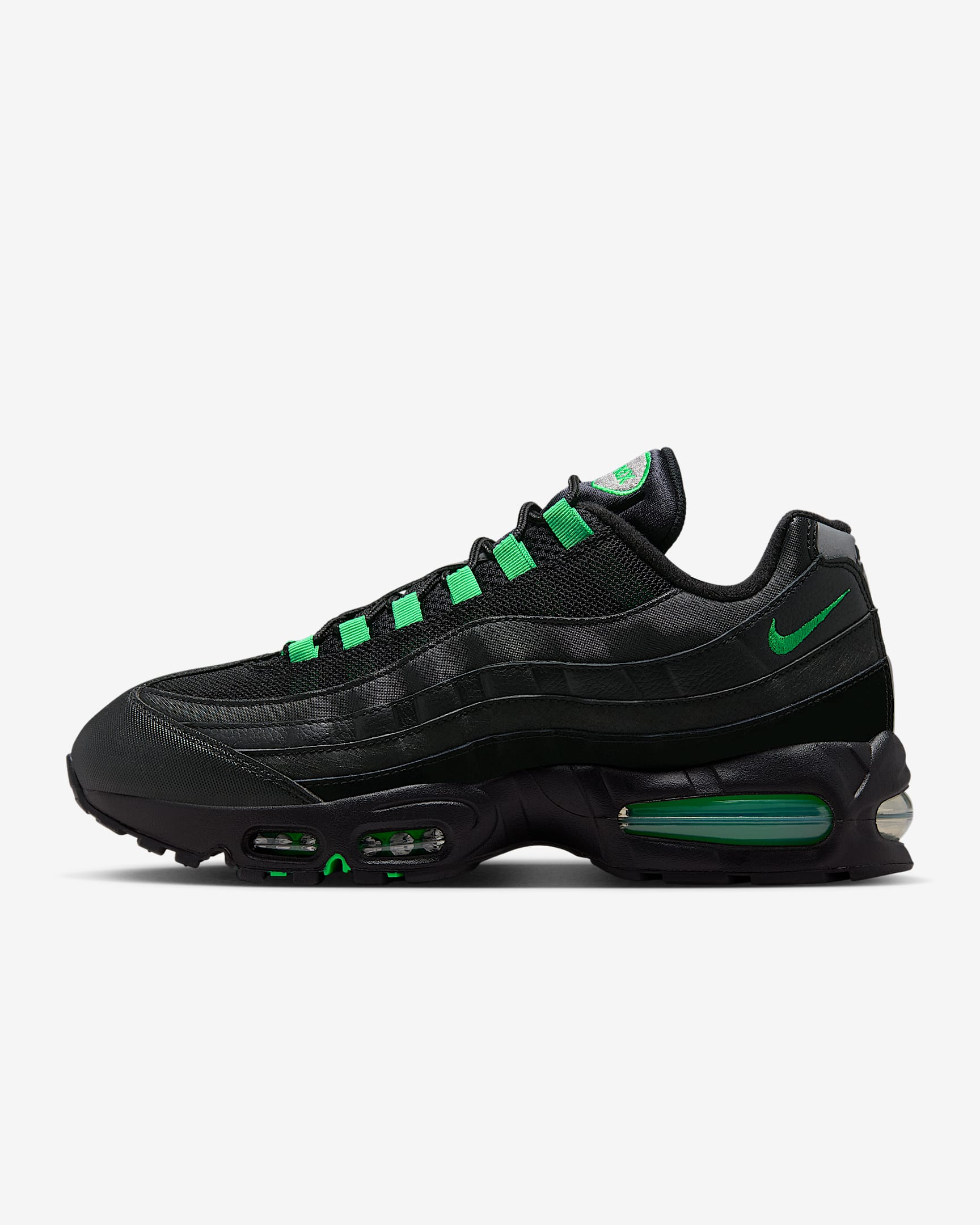 Tenis para hombre Nike Air Max 95 OG - Negro/Negro/Gris perla/Verde impacto