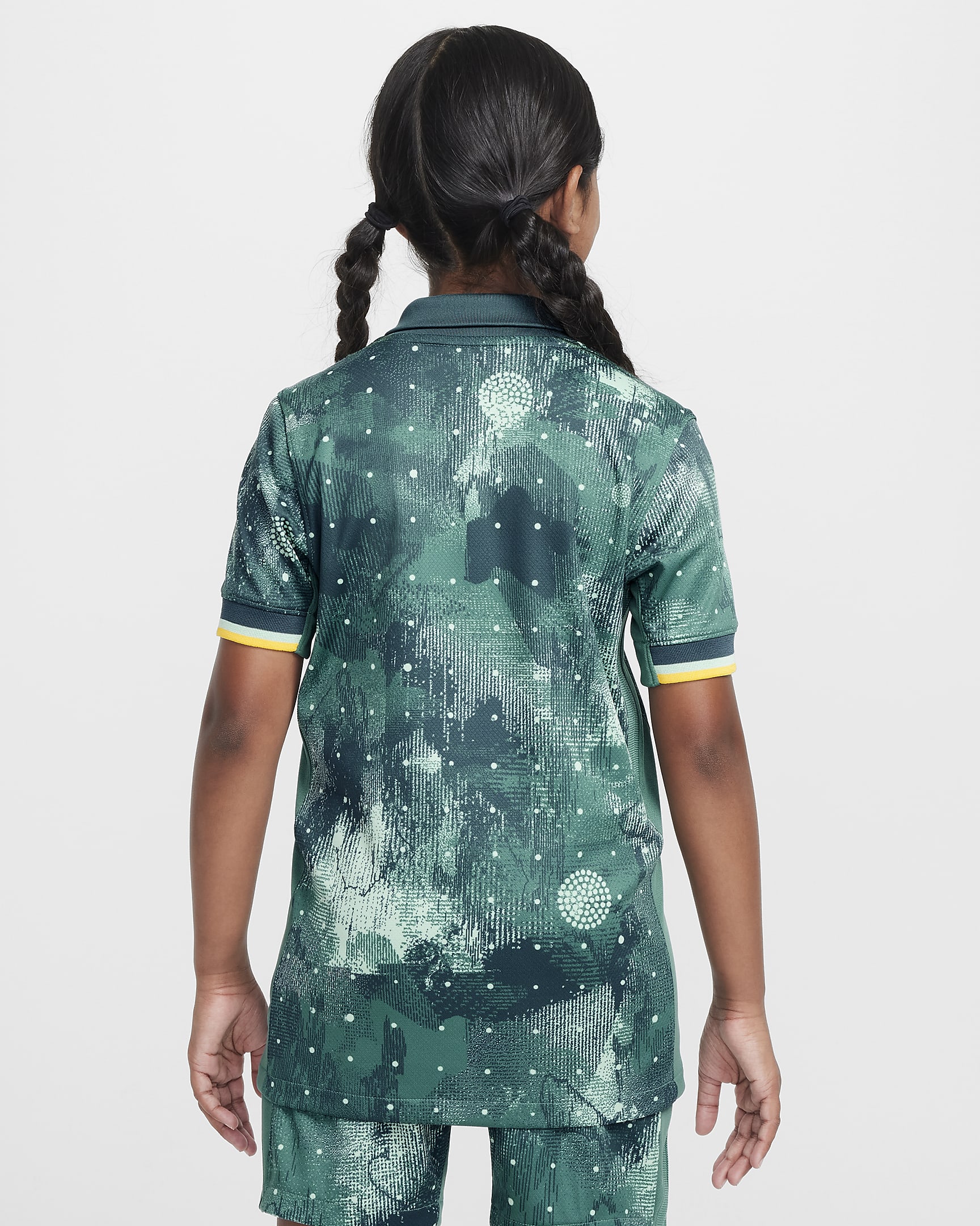 Camisola de futebol de réplica Nike Dri-FIT do terceiro equipamento Stadium Tottenham Hotspur 2024/25 Júnior - Verde Enamel/Bicoastal/Branco