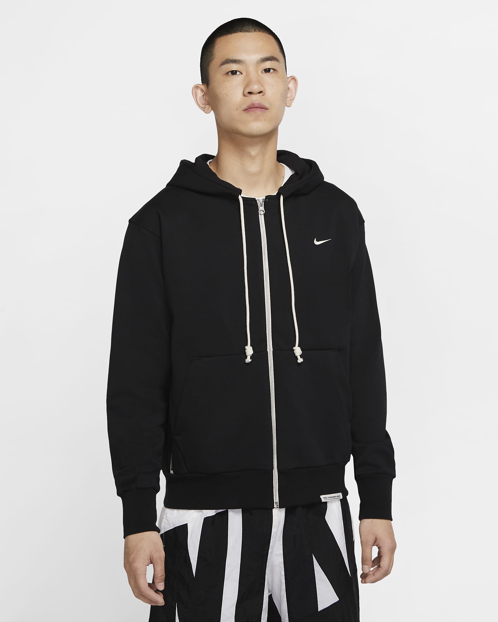 Nike Dri-FIT Standard Issue Men's Full-Zip Basketball Hoodie - Black/Pale Ivory