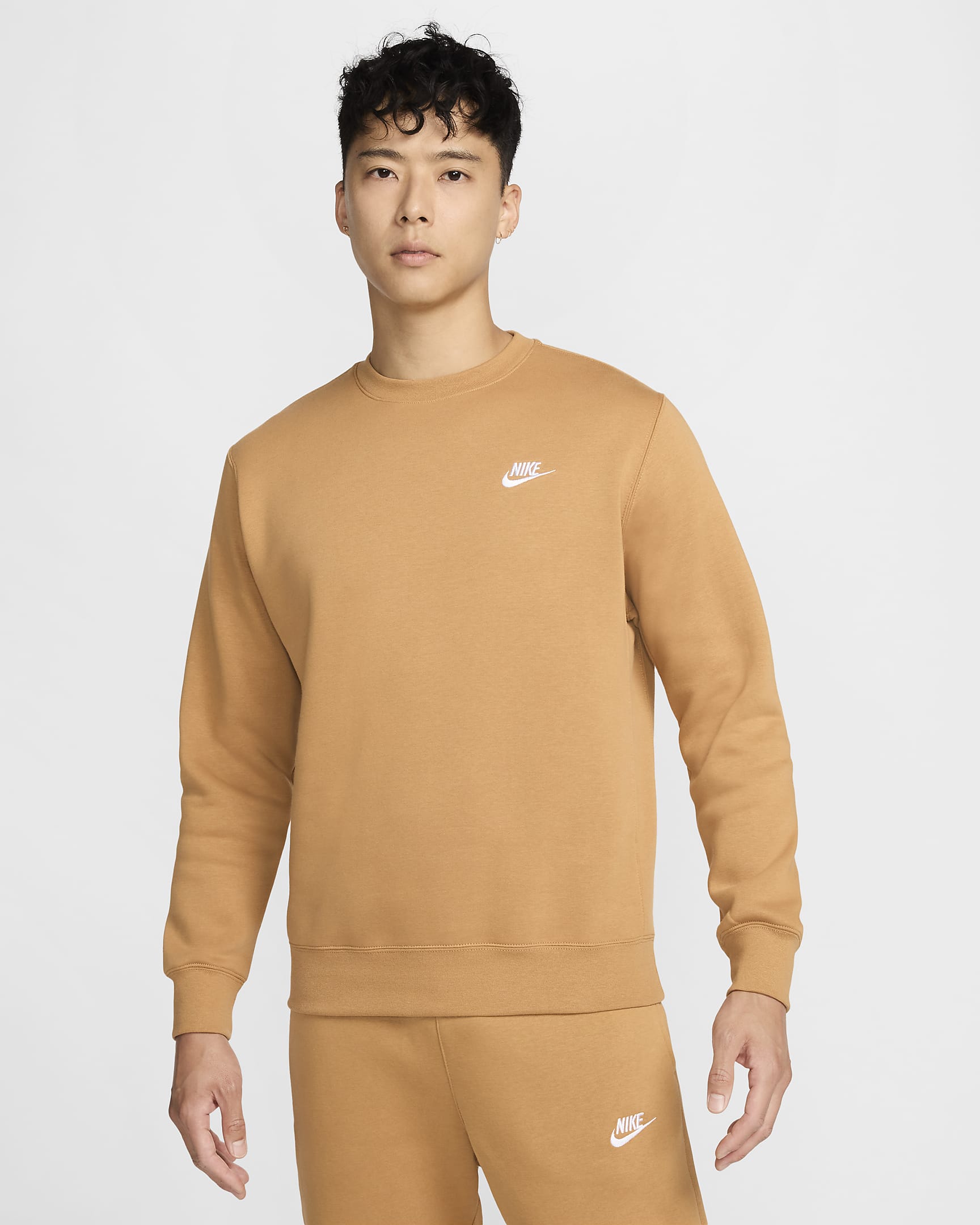 Nike Sportswear Club Fleece Men's Crew - Flax/White