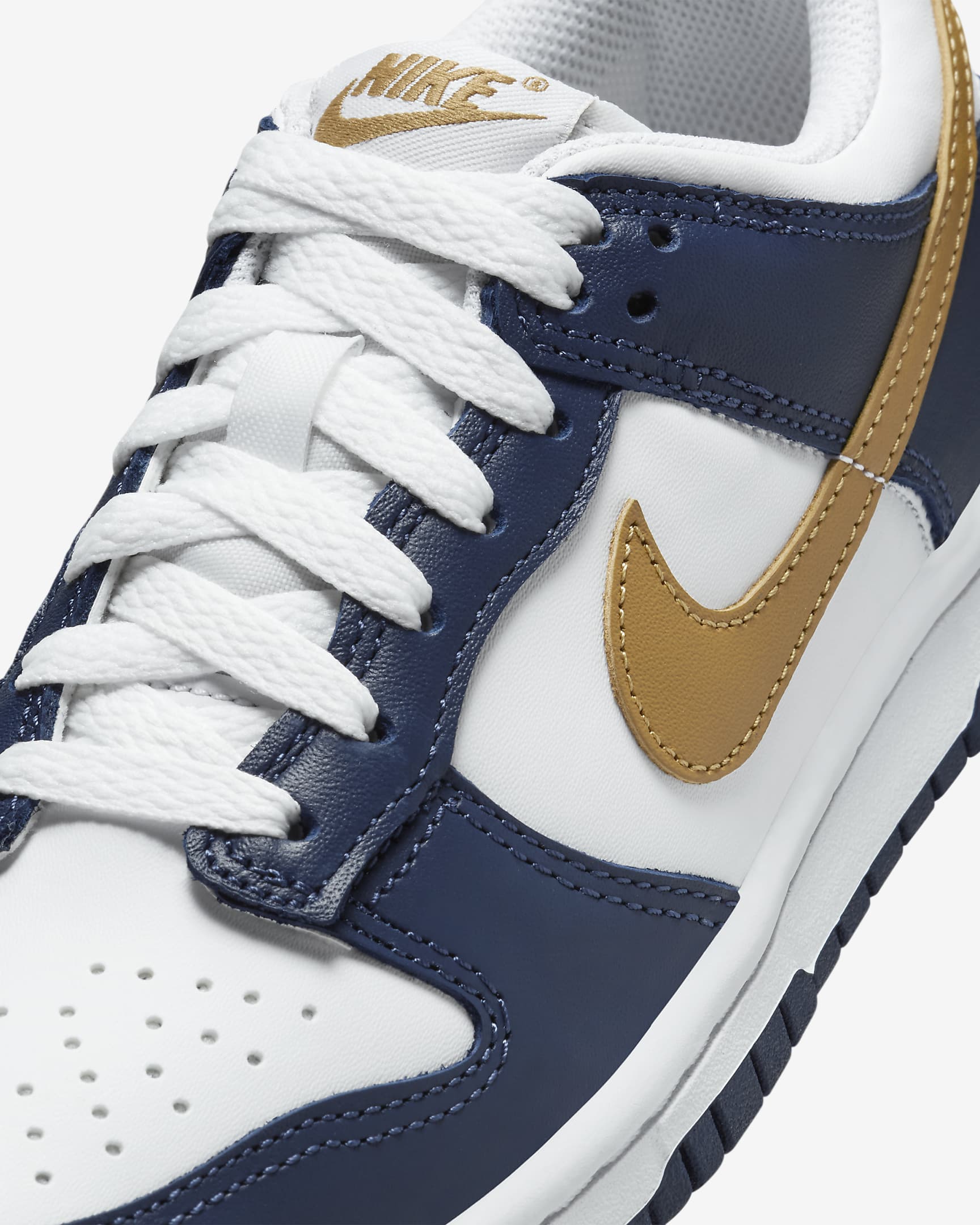 Sapatilhas Nike Dunk Low Júnior - Branco/Midnight Navy/Wheat