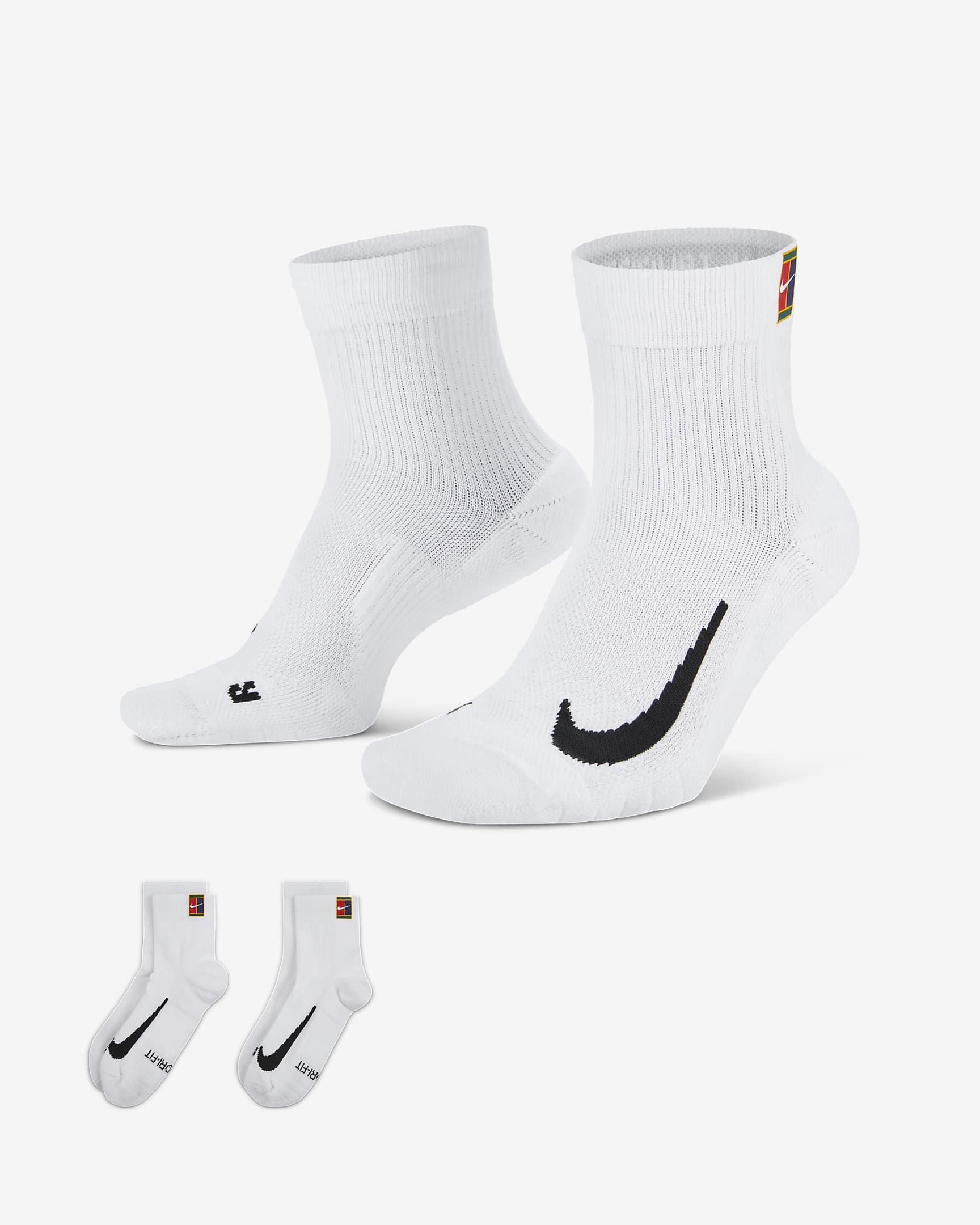 NikeCourt Multiplier Max Tennis-Knöchelsocken (2 Paar) - Weiß/Weiß