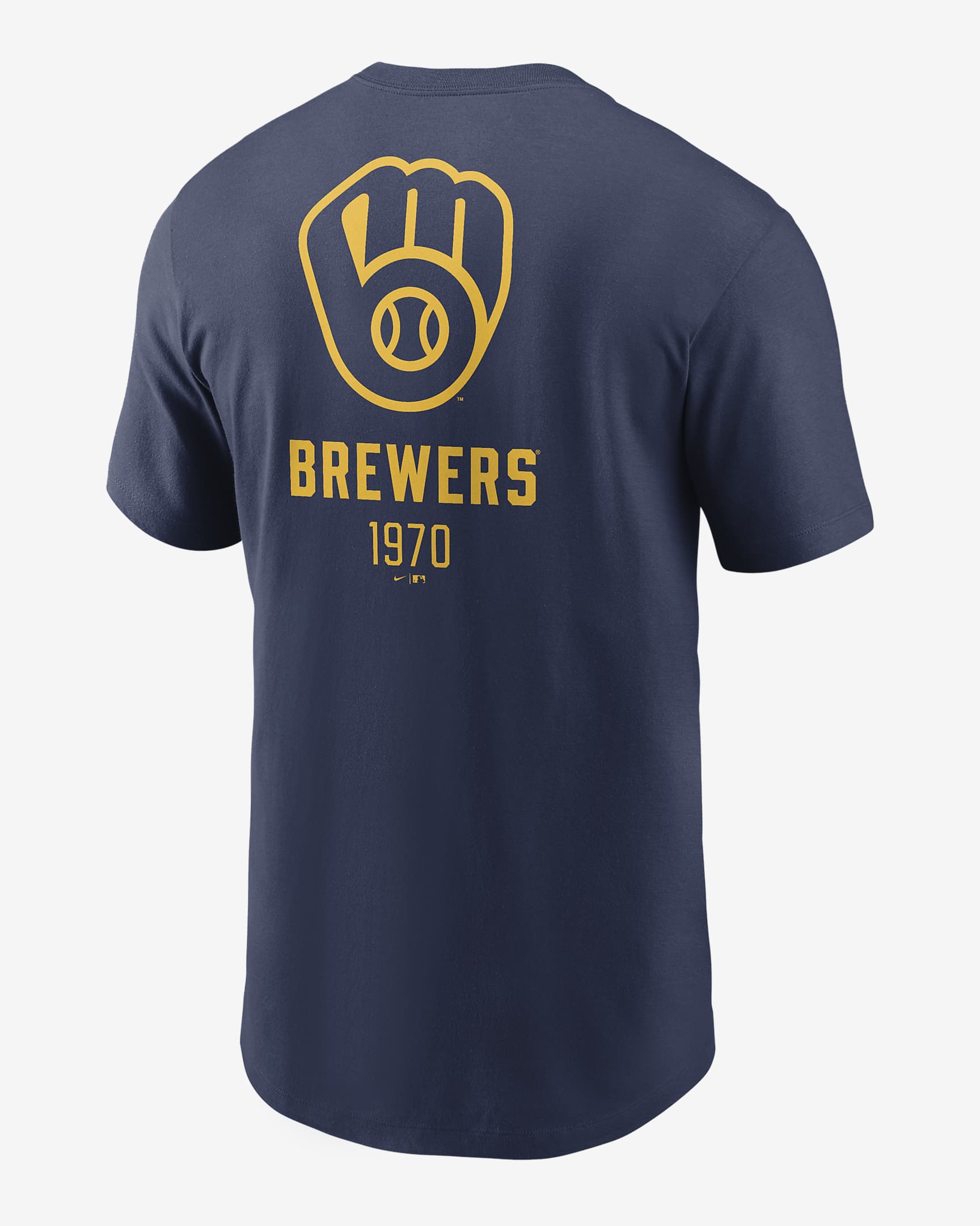 Milwaukee Brewers Large Logo Back Stack Men's Nike MLB T-Shirt - Navy