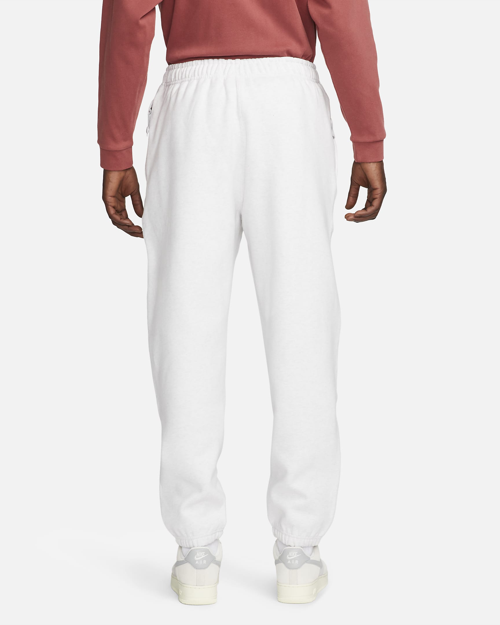 Nike Solo Swoosh Men's Fleece Trousers - Birch Heather/White