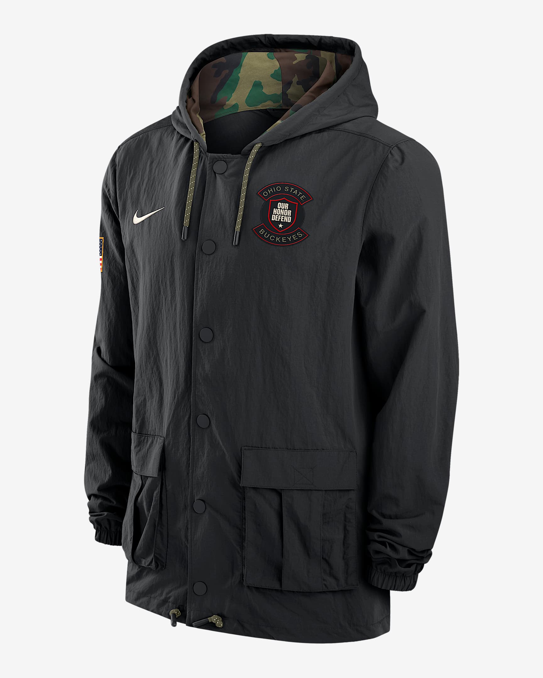 Ohio State Men's Nike Full-Snap Hooded Military Jacket - Black