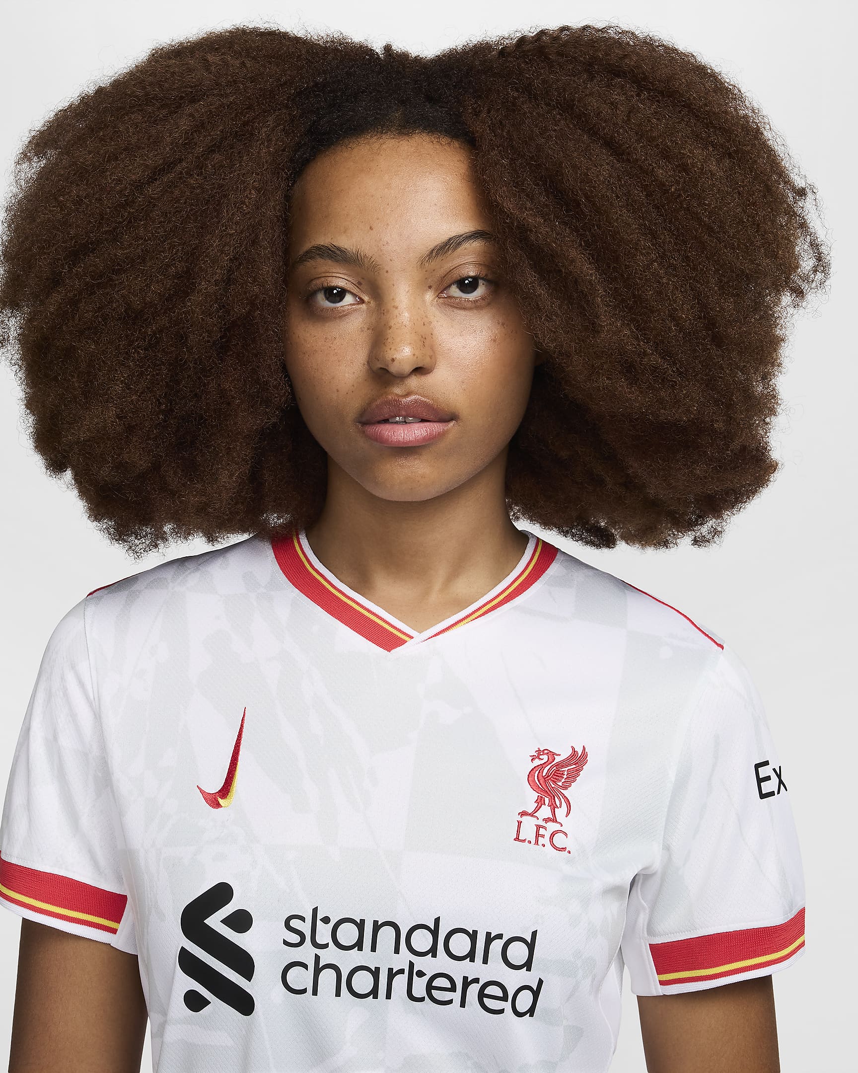 Damska koszulka piłkarska Nike Dri-FIT Liverpool F.C. Stadium 2024/25 (wersja trzecia) – replika - Biel/Czerń/Czerń/Global Red