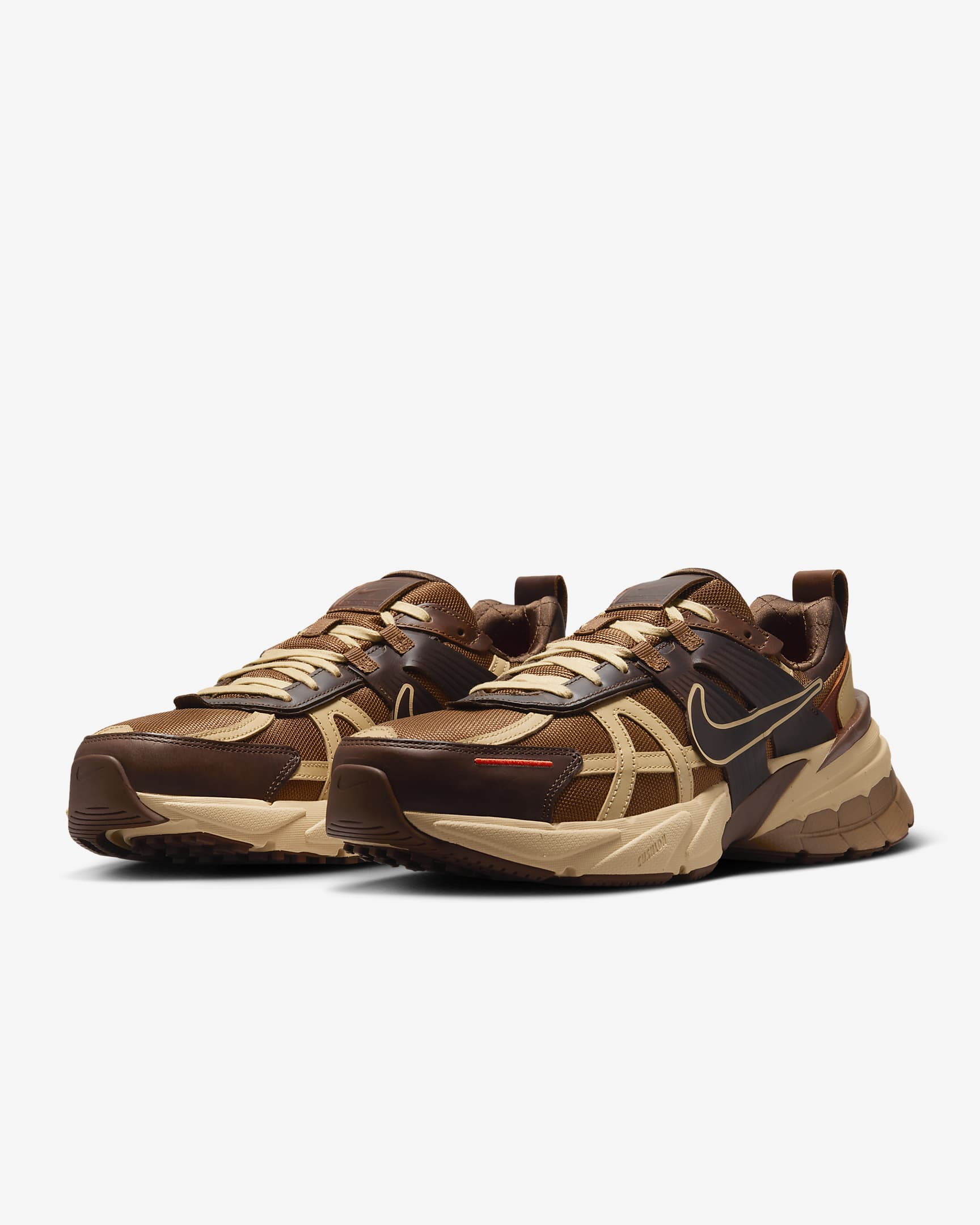 Nike V2K Run Shoes - Light British Tan/Sesame/Picante Red/Light British Tan