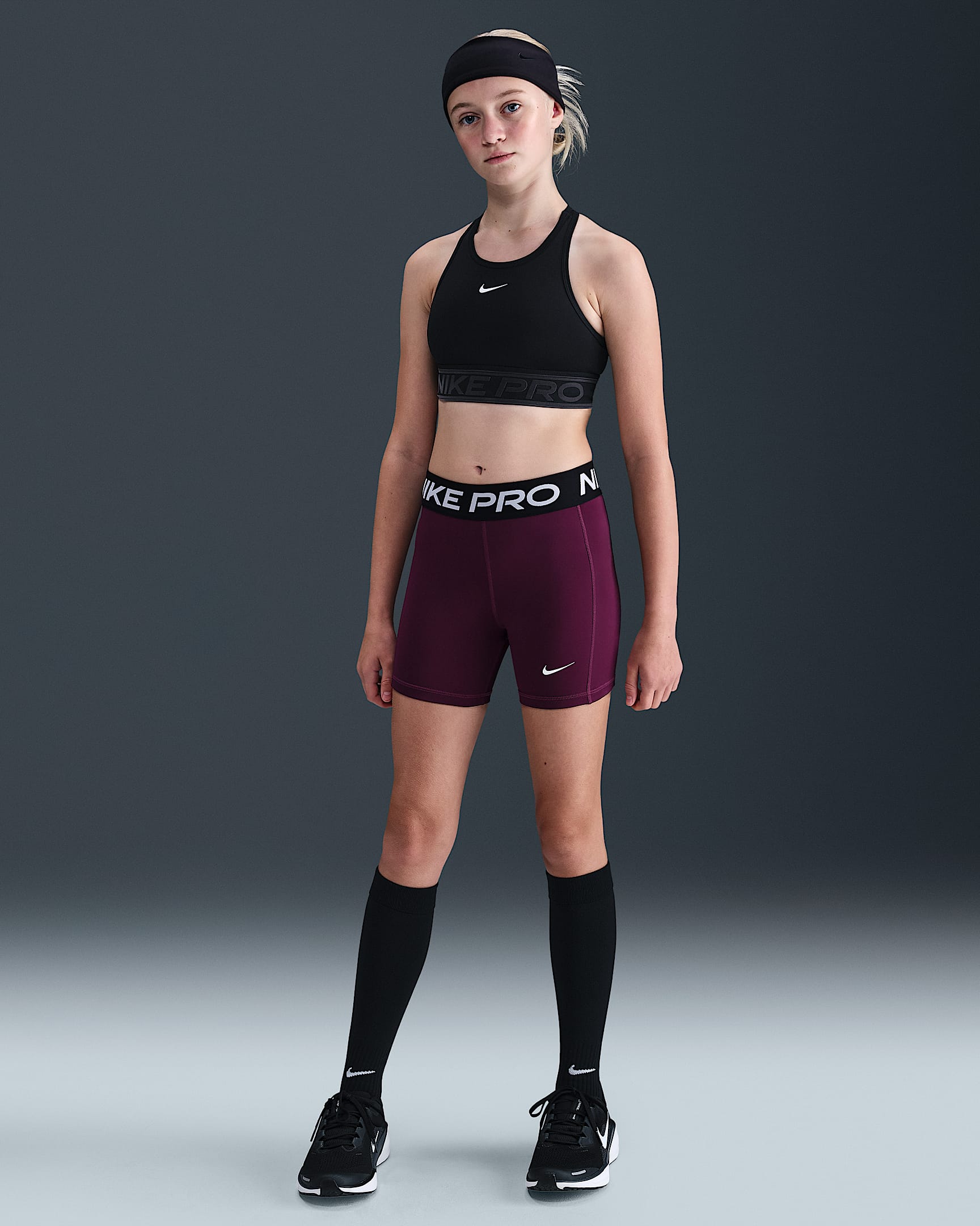 Nike Pro Leak Protection: Period Girls' Dri-FIT Shorts - Bordeaux/White