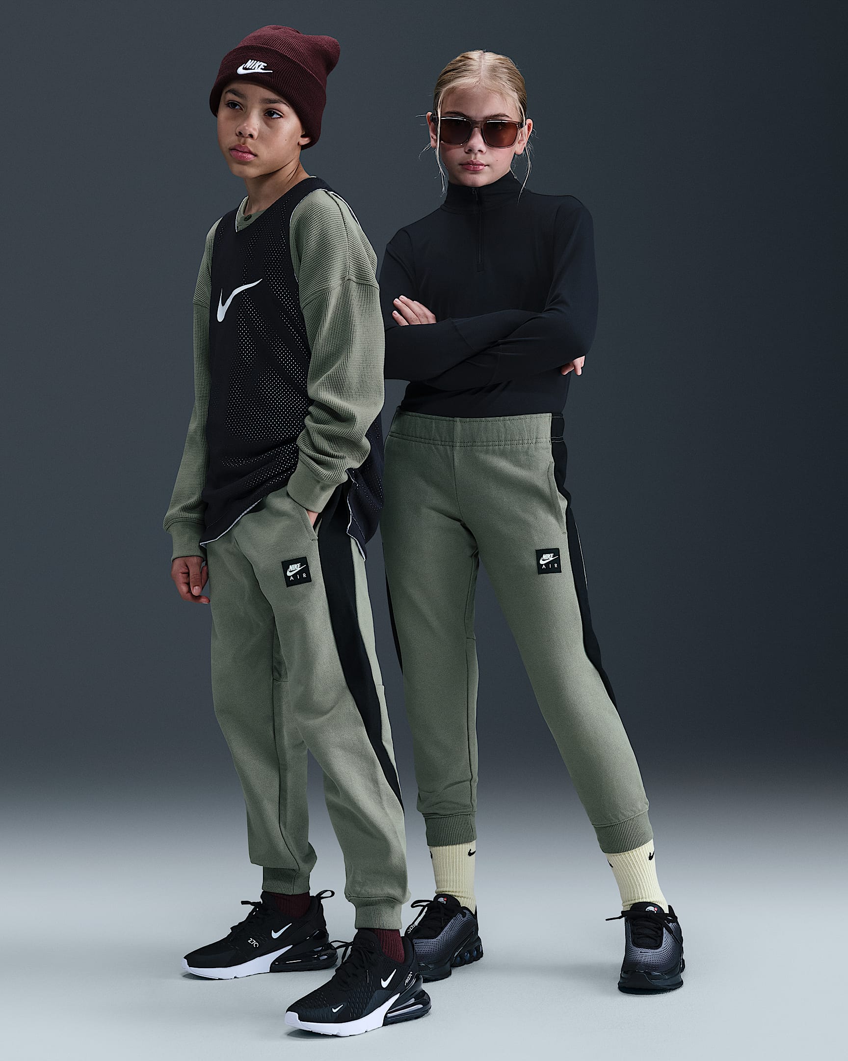 Nike Air Older Kids' Fleece Joggers - Light Army/Black/White