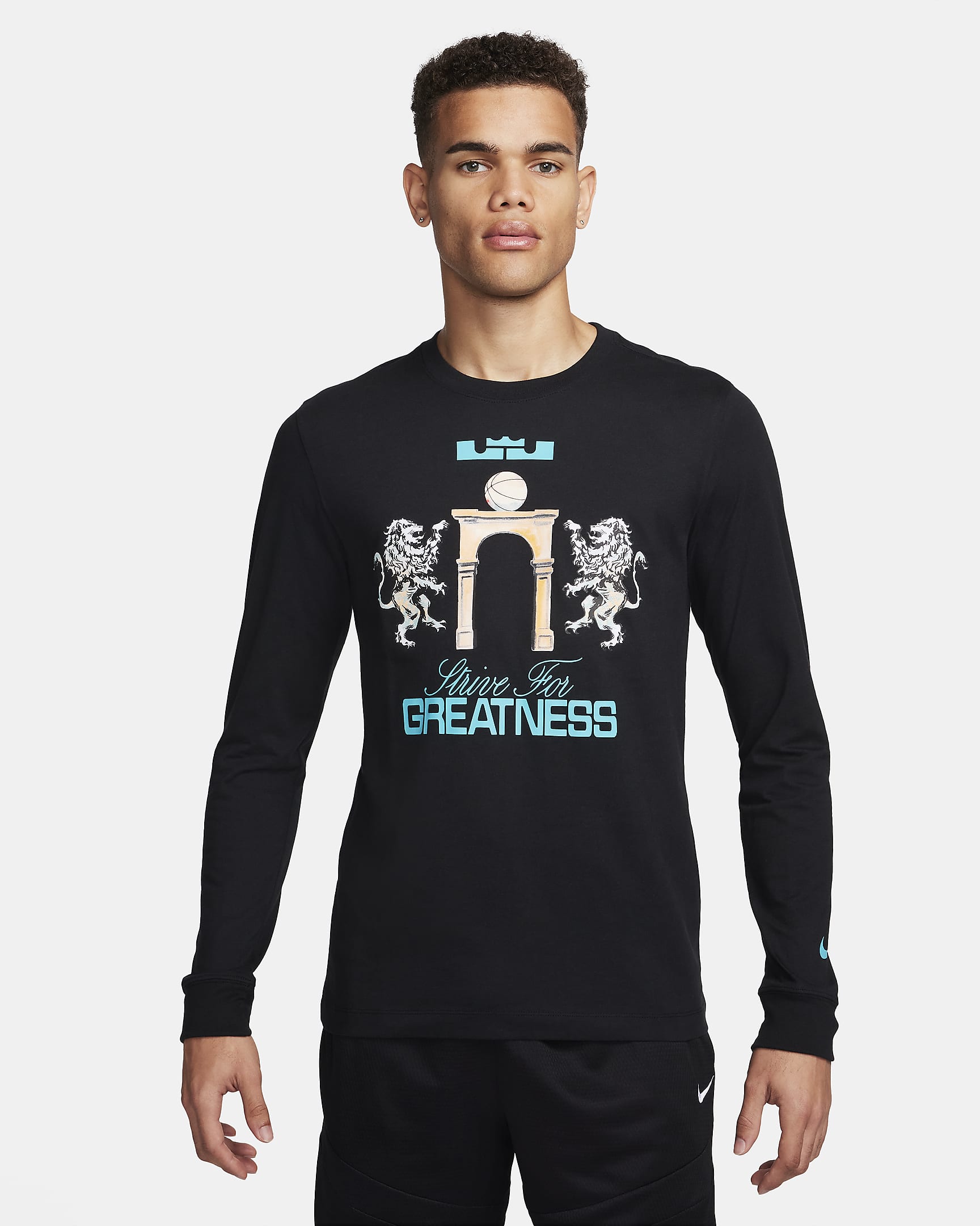 T-shirt à manches longues LeBron pour homme - Noir