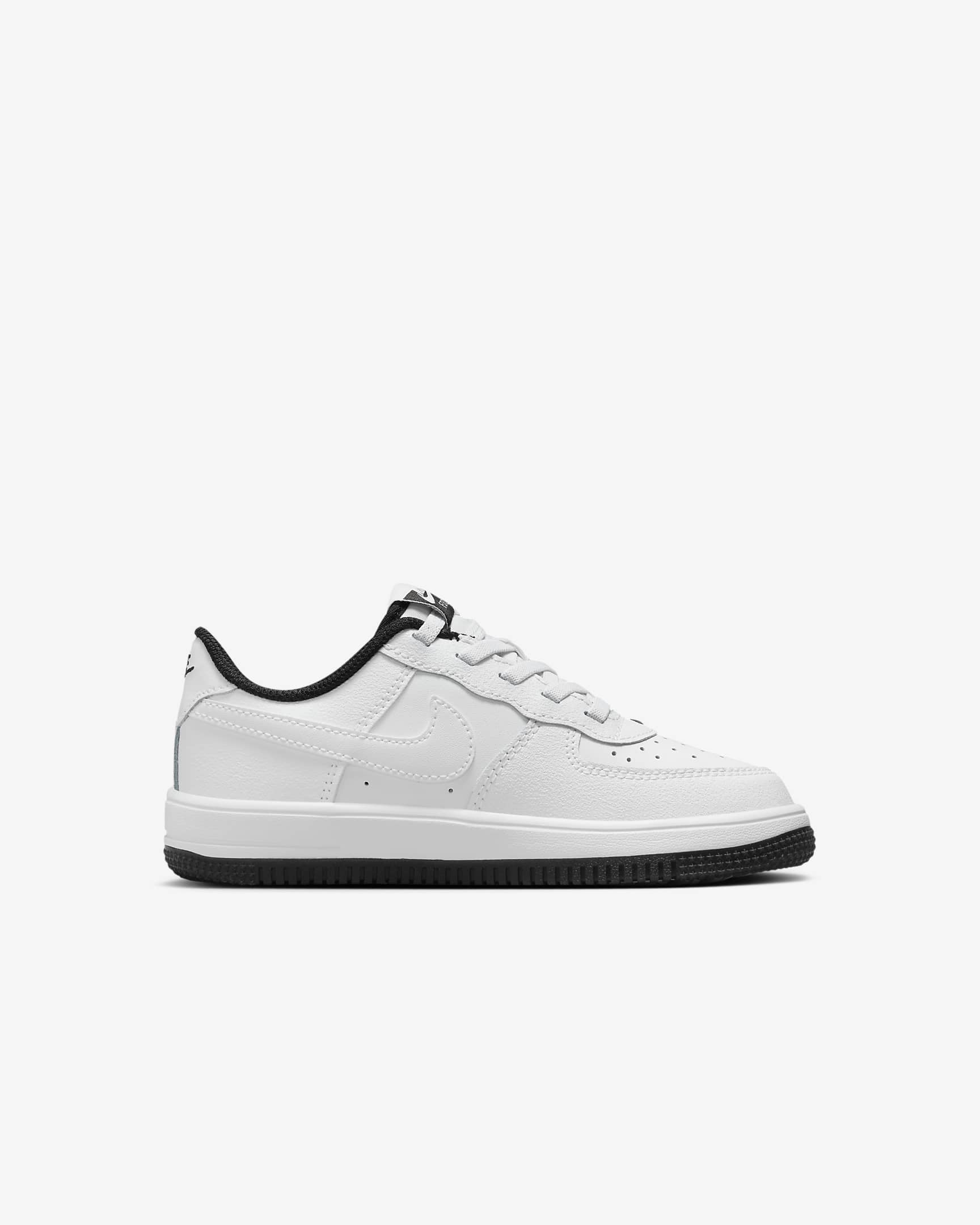 Nike Force 1 Low LV8 EasyOn Younger Kids' Shoes - White/Black/White