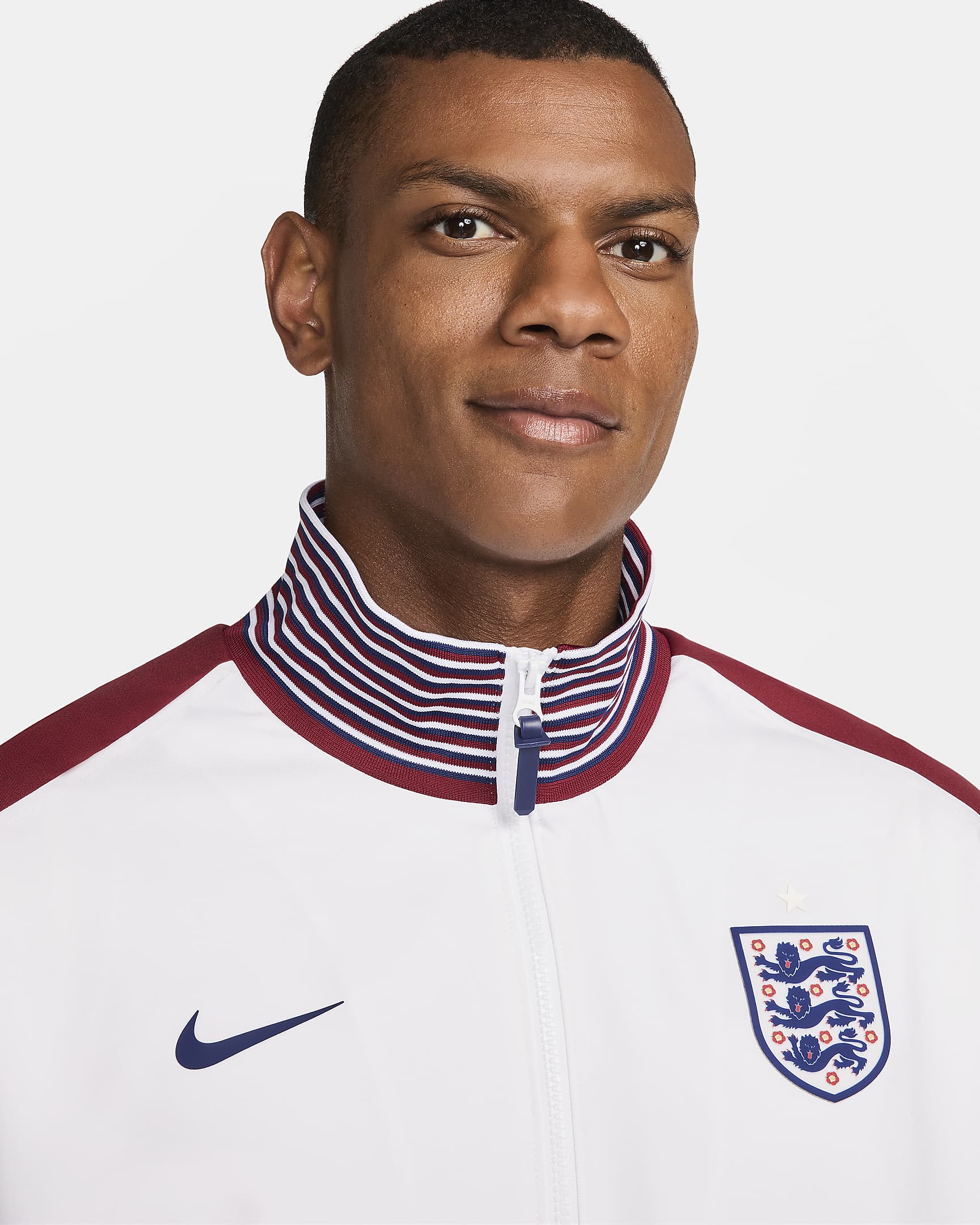 England Strike Home Men's Nike Dri-FIT Football Jacket - White/Team Red/Blue Void