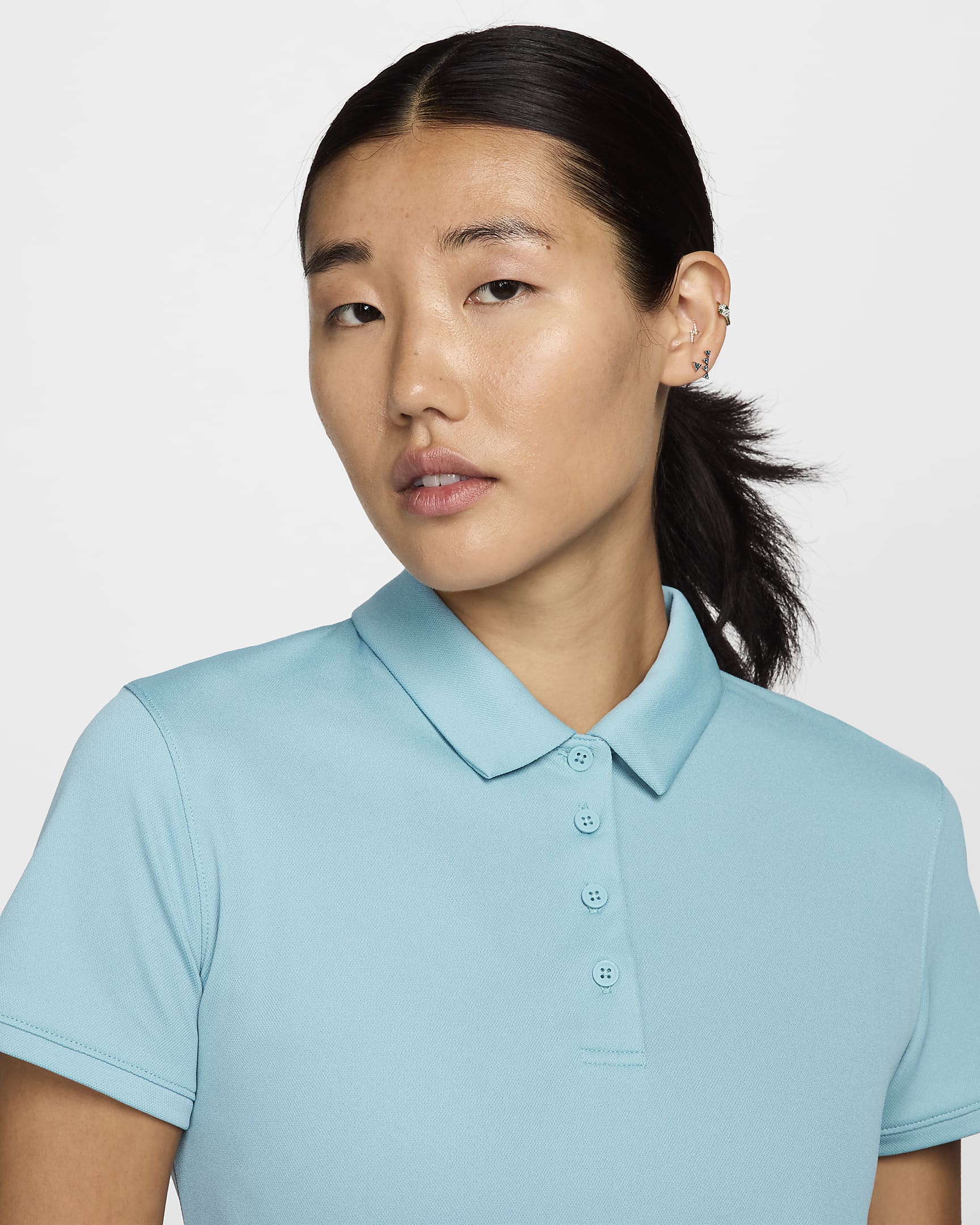 Nike Dri-FIT Victory Women's Golf Polo - Denim Turquoise/White