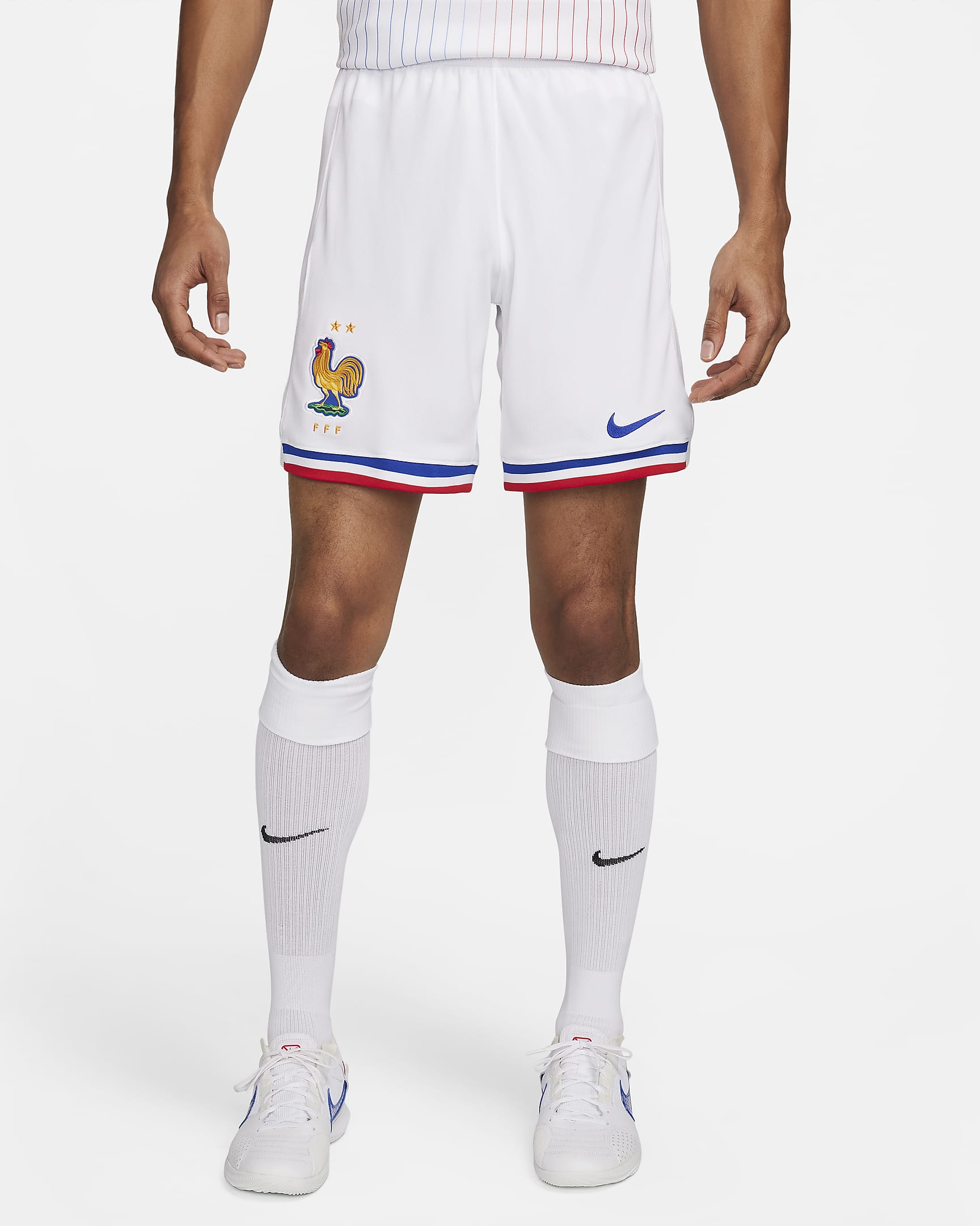 FFF 2024 Stadium Thuis Nike Dri-FIT replica voetbalshorts voor heren - Wit/Bright Blue