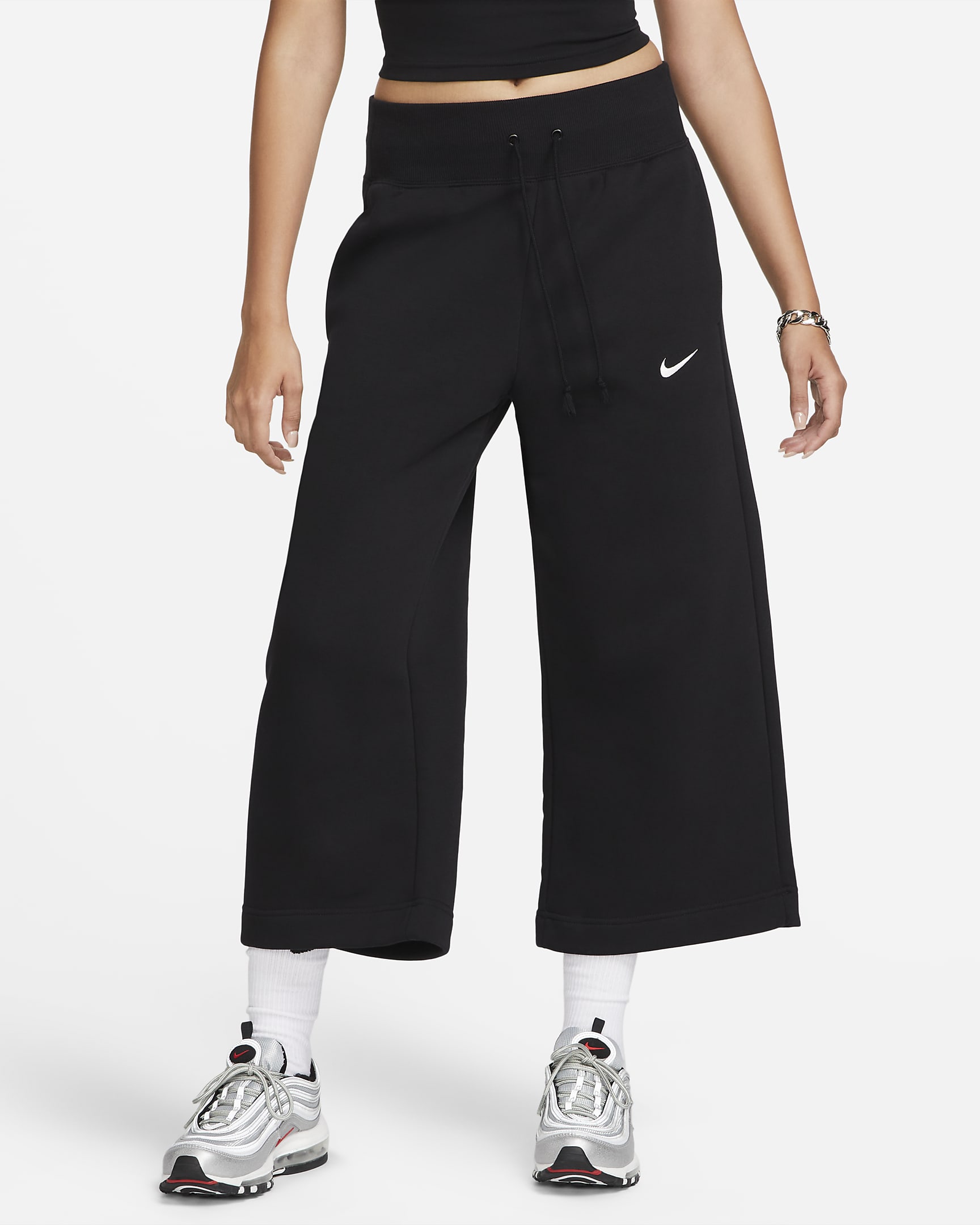 Nike Sportswear Phoenix Fleece Women's High-Waisted Cropped Tracksuit Bottoms - Black/Sail