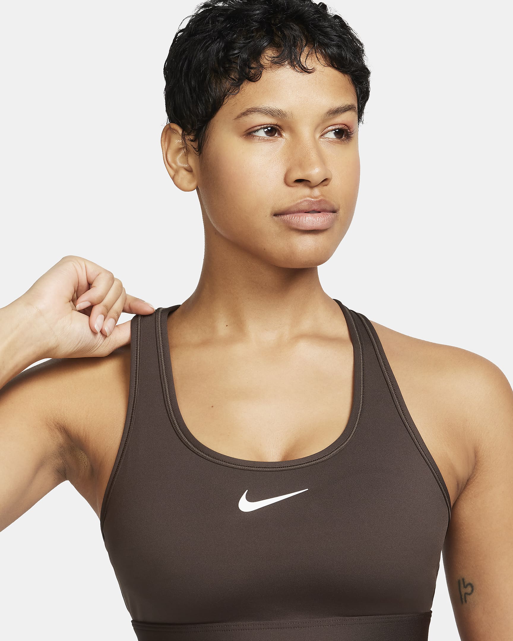 Nike Swoosh Medium-Support Women's Padded Sports Bra - Baroque Brown/White