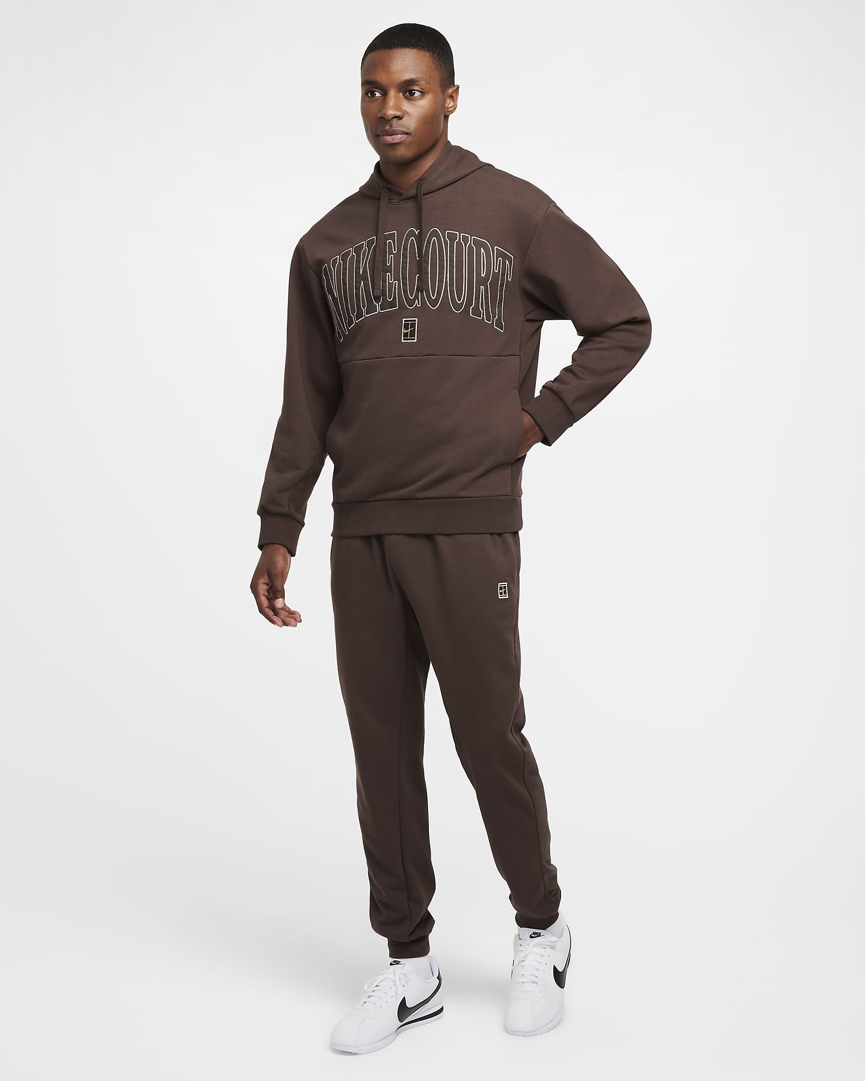 NikeCourt Heritage Men's Dri-FIT Fleece Tennis Hoodie - Baroque Brown/Velvet Brown